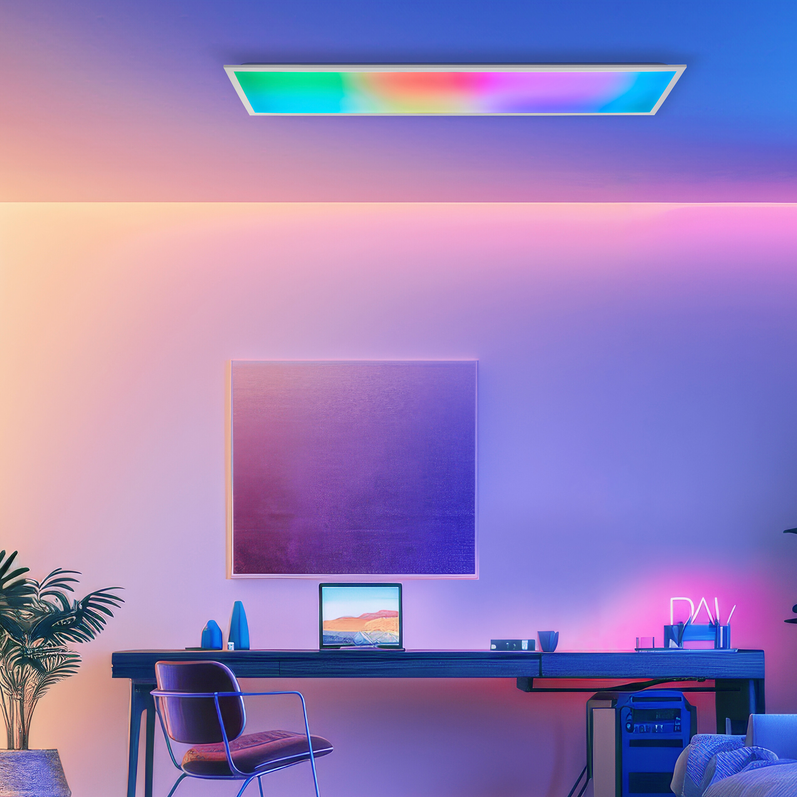 Brilliant LED-Deckenleuchte Briston weiß Metall Kunststoff B/H/L: ca. 122,5x8x33 cm