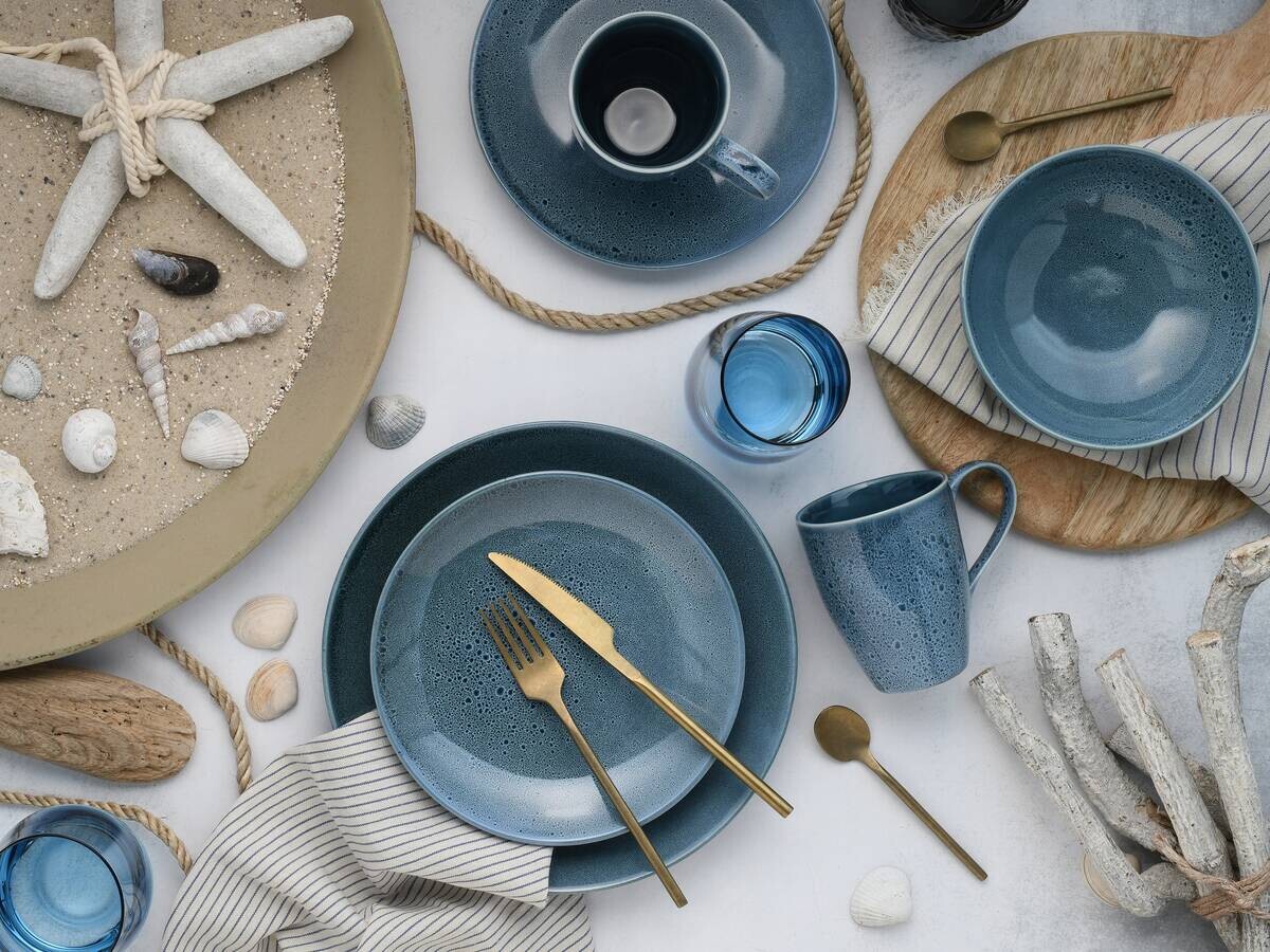 CreaTable Kombiservice Reactive BLUE petrol Keramik