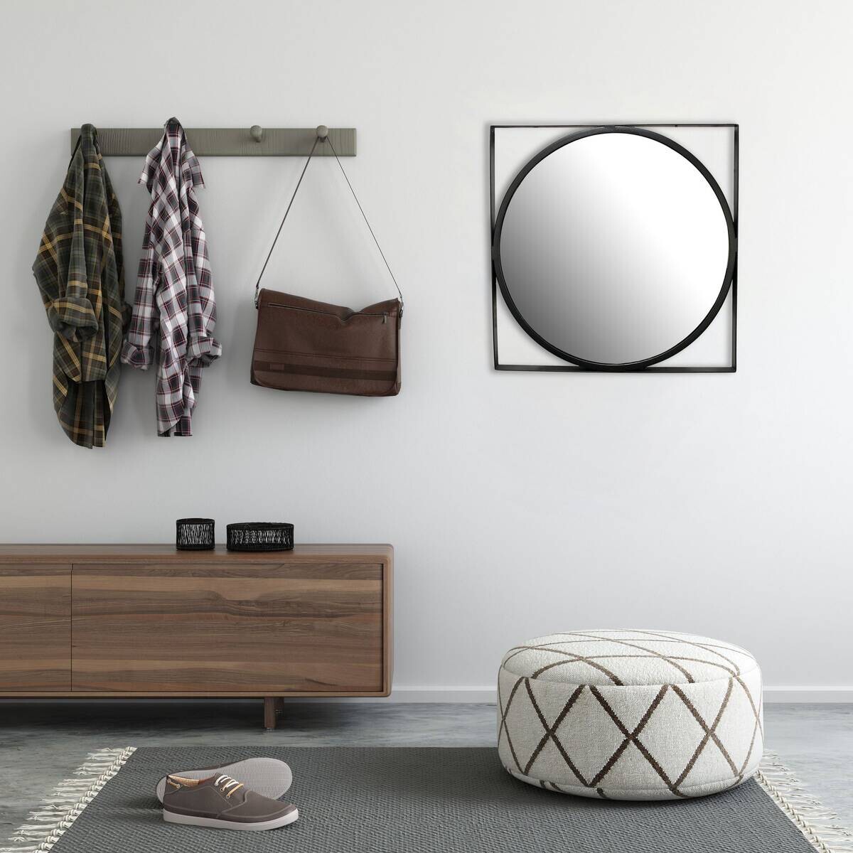 Wohnling Wandspiegel schwarz Metall T/D: ca. 2,5x54 cm