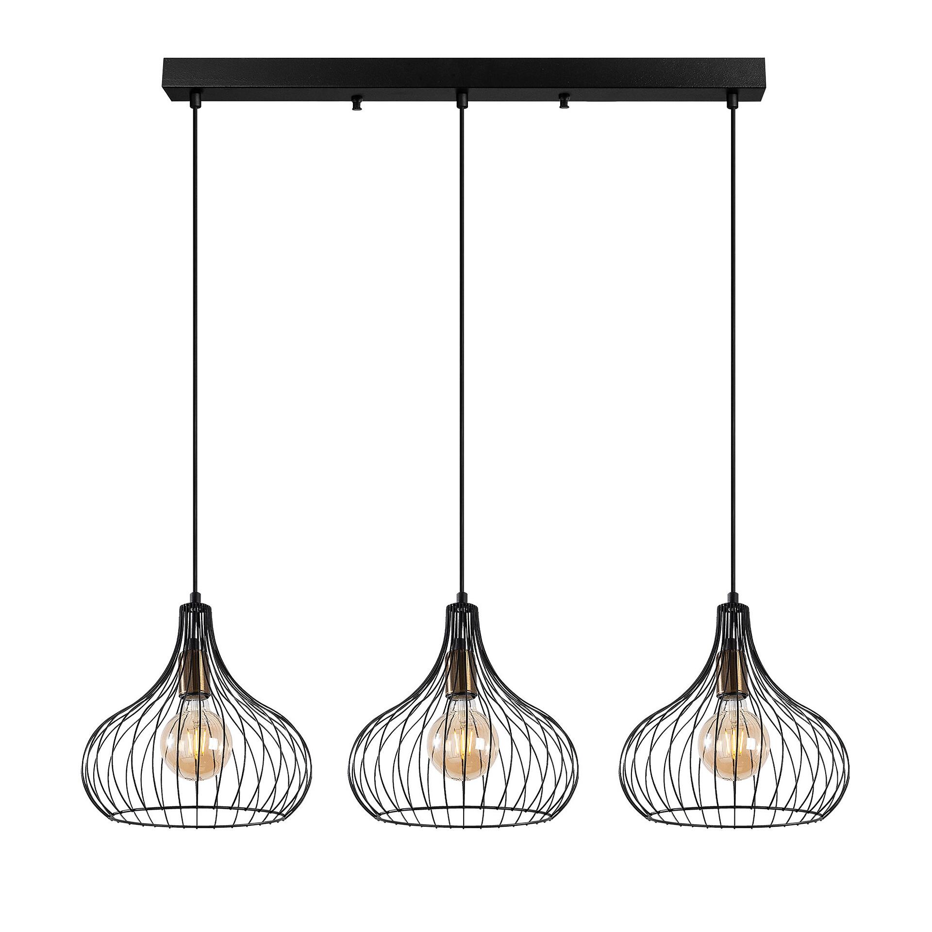 Opviq Pendelleuchte Teldamla-11910 schwarz B/H/T/L: ca. 76x120x22x76 cm E27 3 Brennstellen