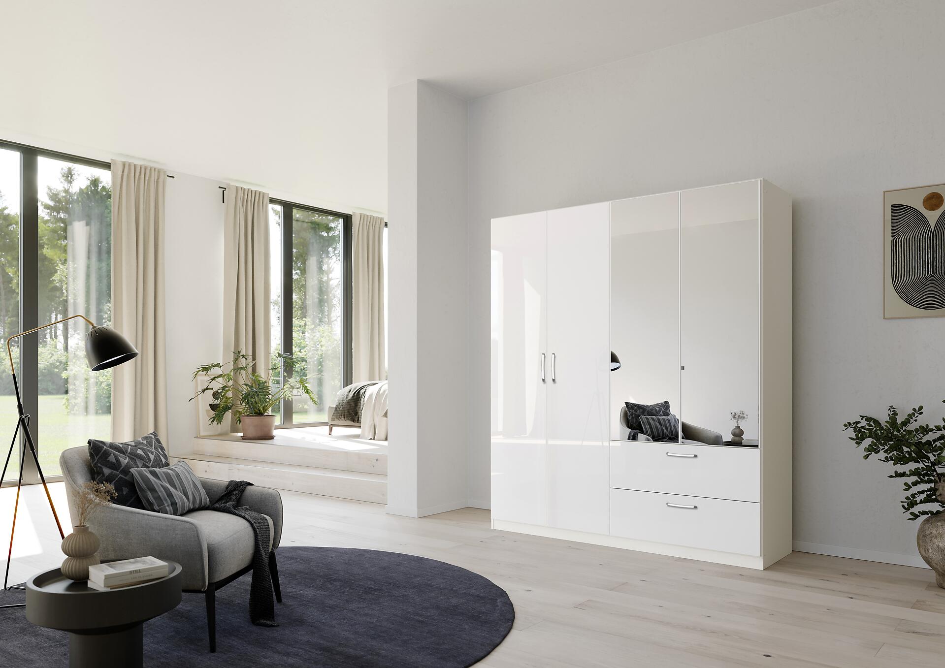 Kleiderschrank Quadra weiß B/H/T: ca. 180x210x54 cm