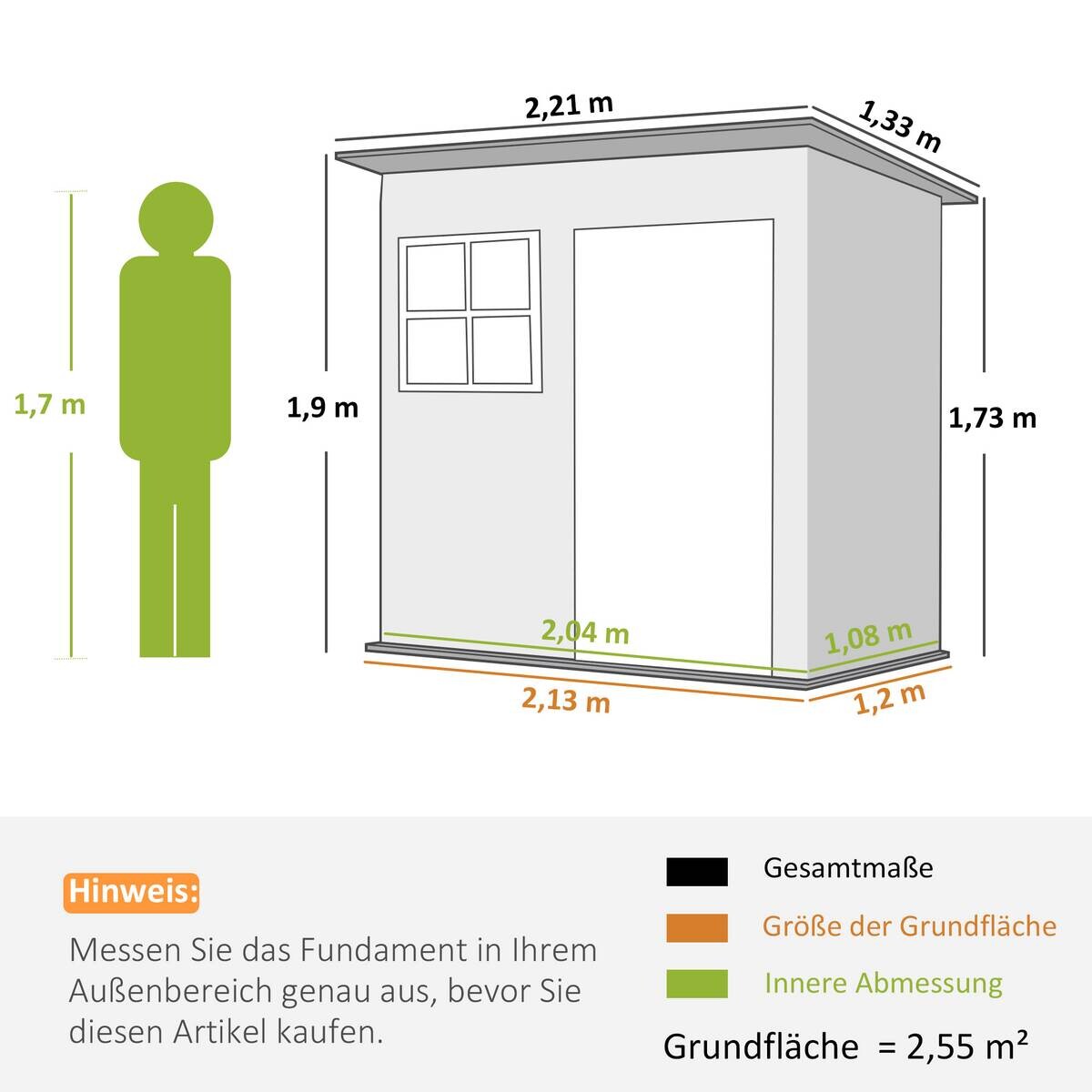 Outsunny Gartenhaus dunkelgrau B/H/L: ca. 133x190x211 cm