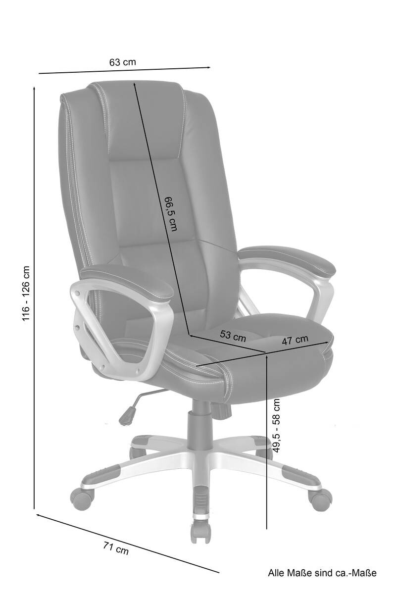 XXL-Chefsessel DEREK-XXL schwarz schwarz Kunstleder Kunststoff
