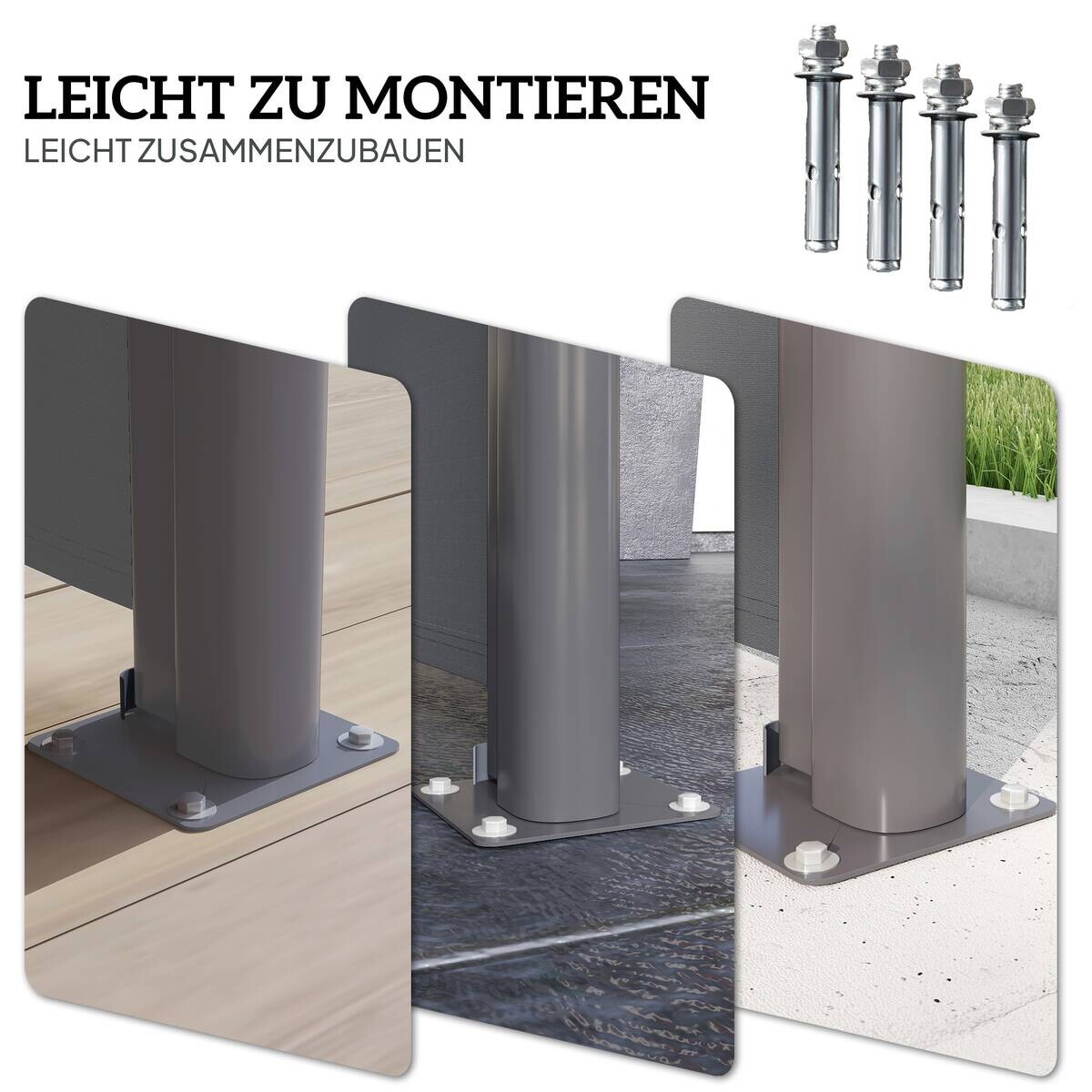 Outsunny Seitenmarkise dunkelgrau Aluminium B/H/L: ca. 1x180x300 cm