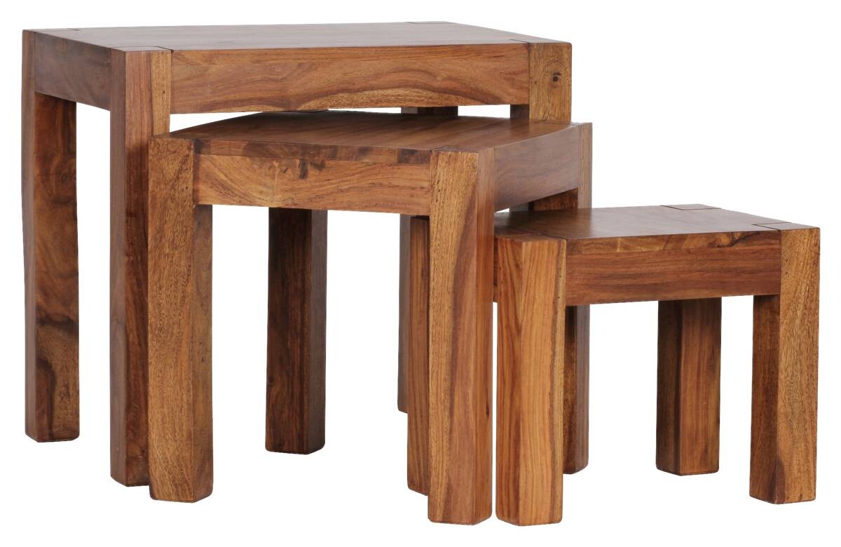 Beistelltisch 3er-Set natur Echtholz