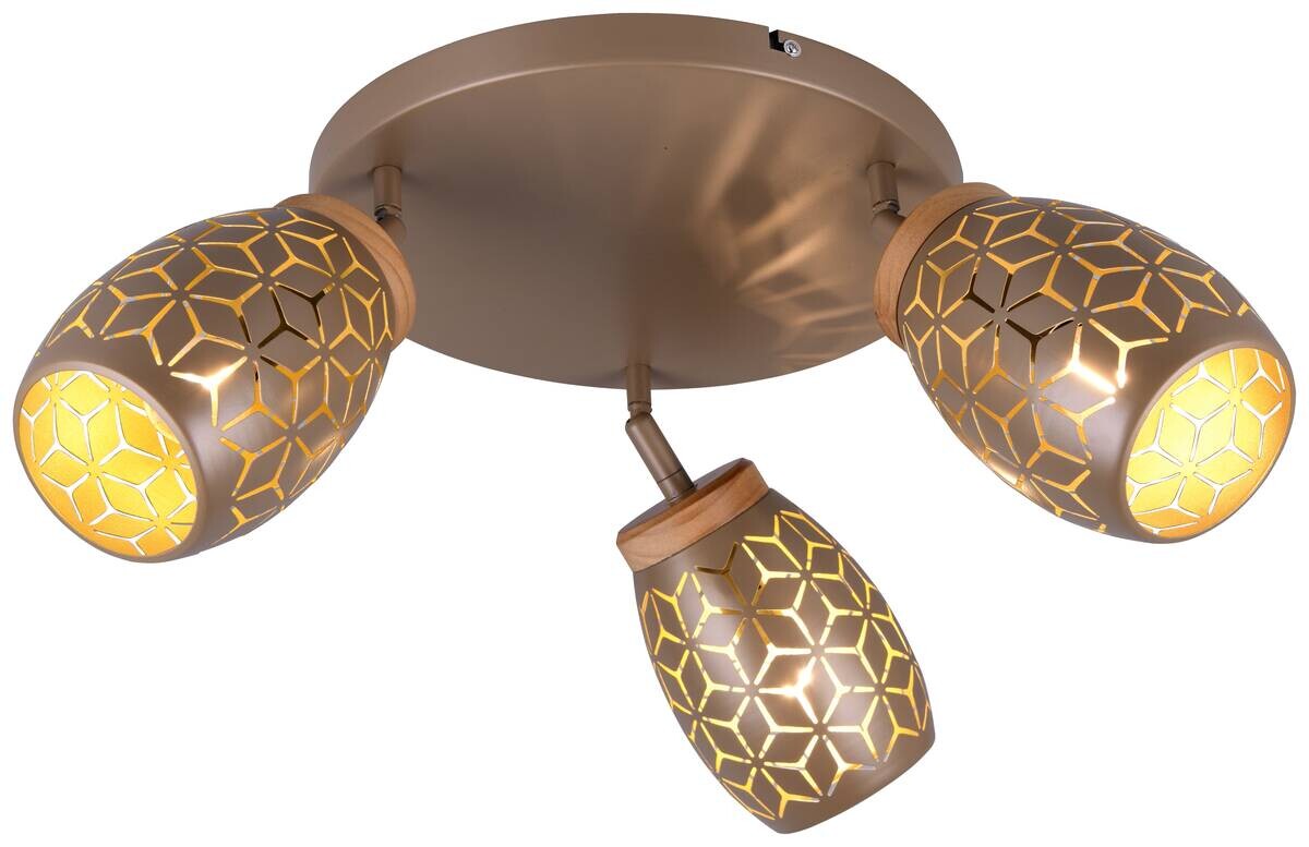 Reality Leuchten Spots Bidar kaffee gold Metall D: ca. 27 cm E14 3 Brennstellen