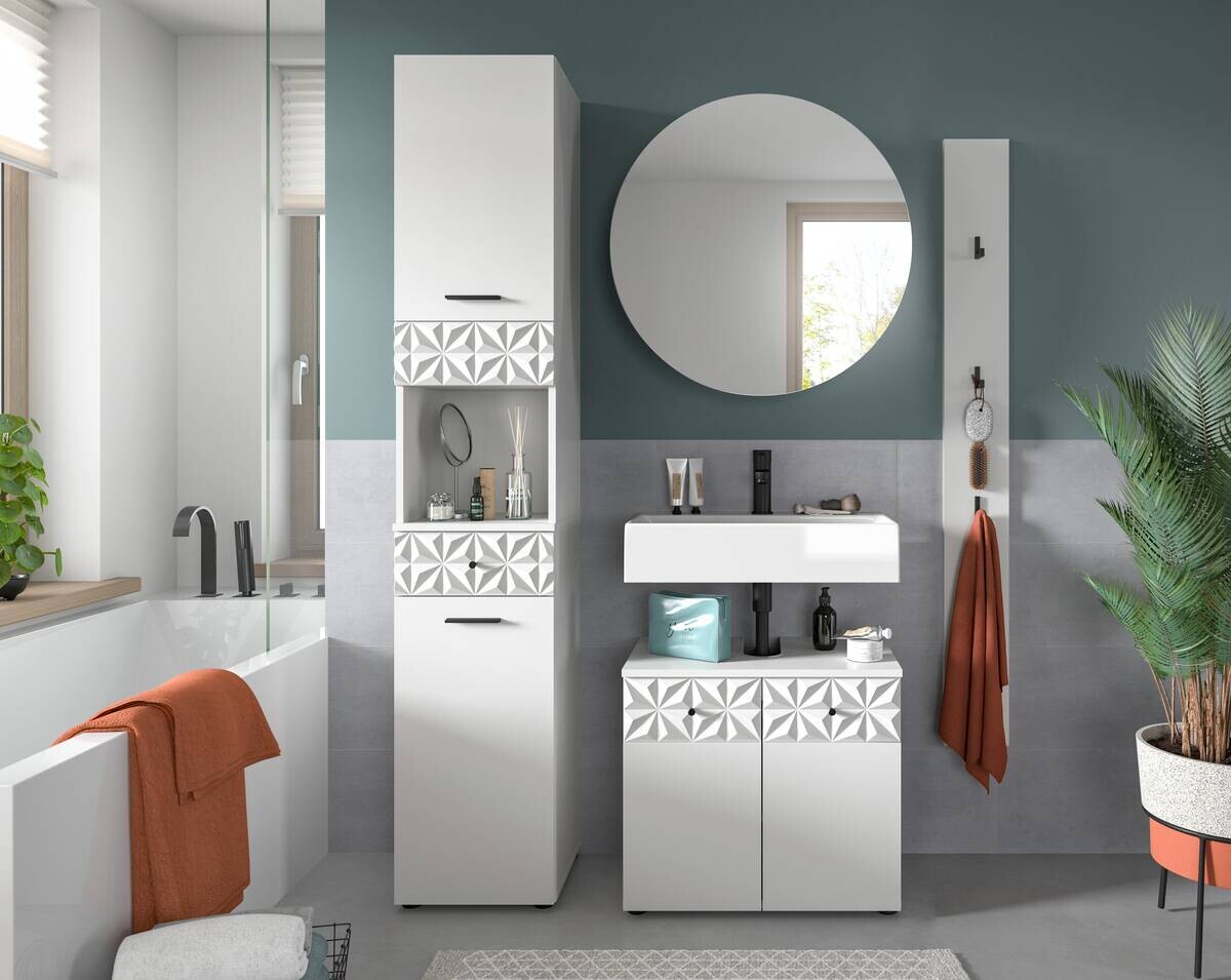 Badezimmer-Set Prisma weiß B/H/T: ca. 141x187x37 cm