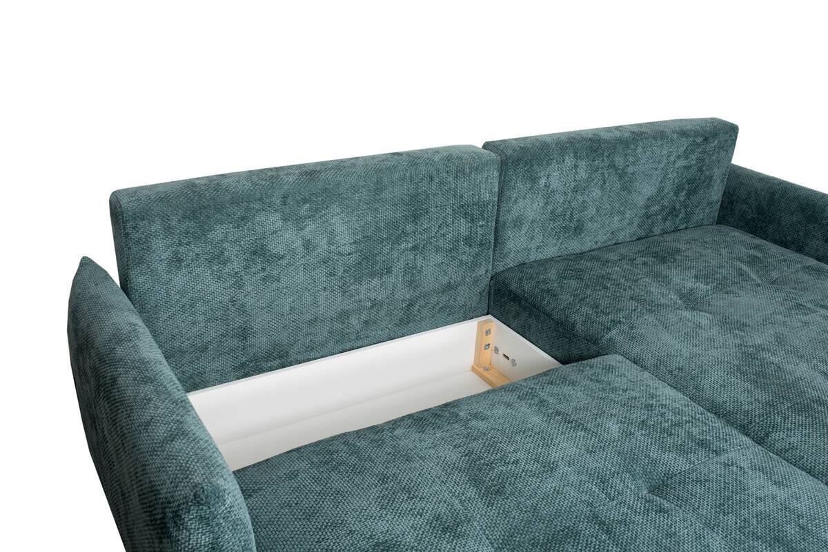 Ecksofa mit Bettfunktion und Bettkasten lagunen blau Microfaser B/H/T: ca. 221x94x142 cm