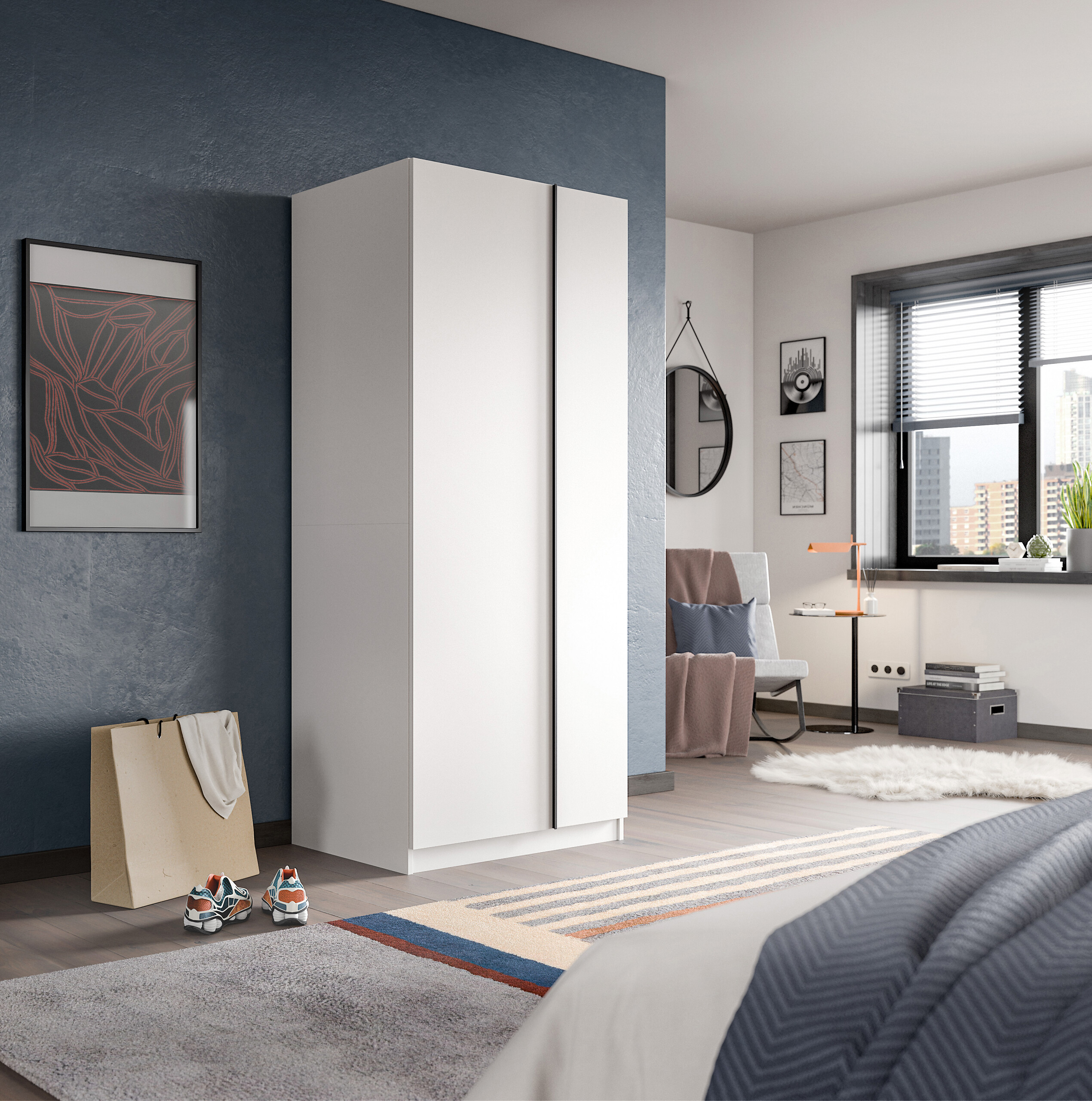 Kleiderschrank OAKLAND weiß B/H/T: ca. 80x183x53 cm