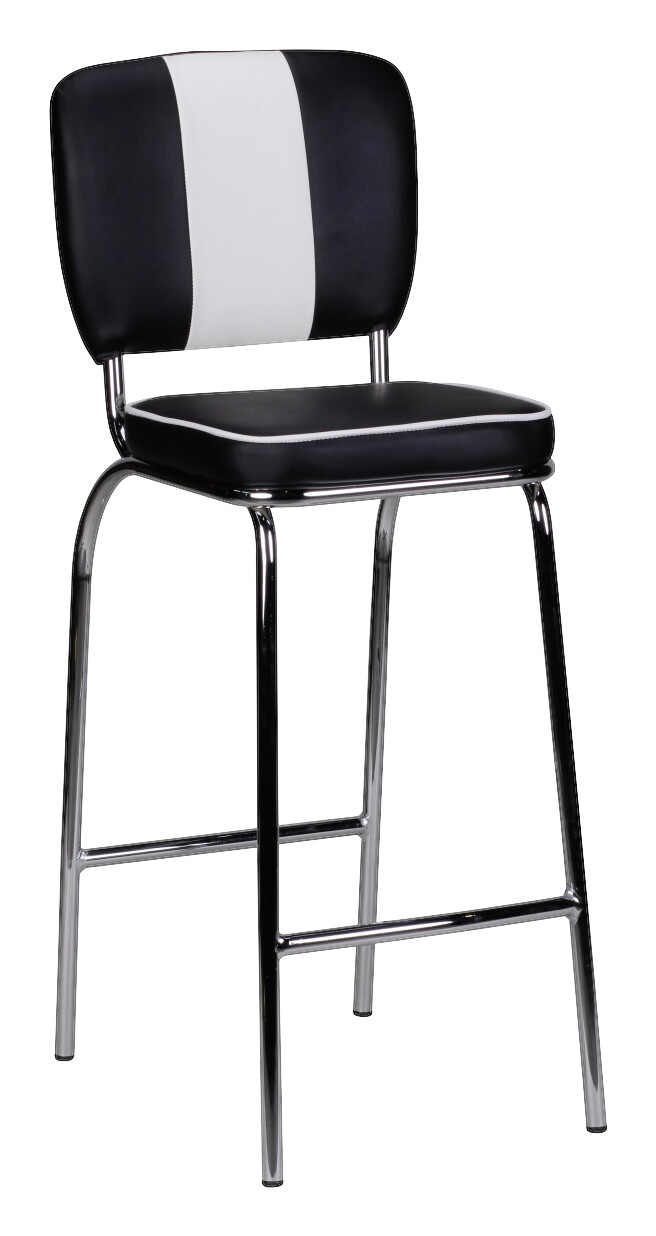 Barhocker schwarz weiß Chrom Kunstleder Kunstleder Metall B/H/T: ca. 40x110x38 cm