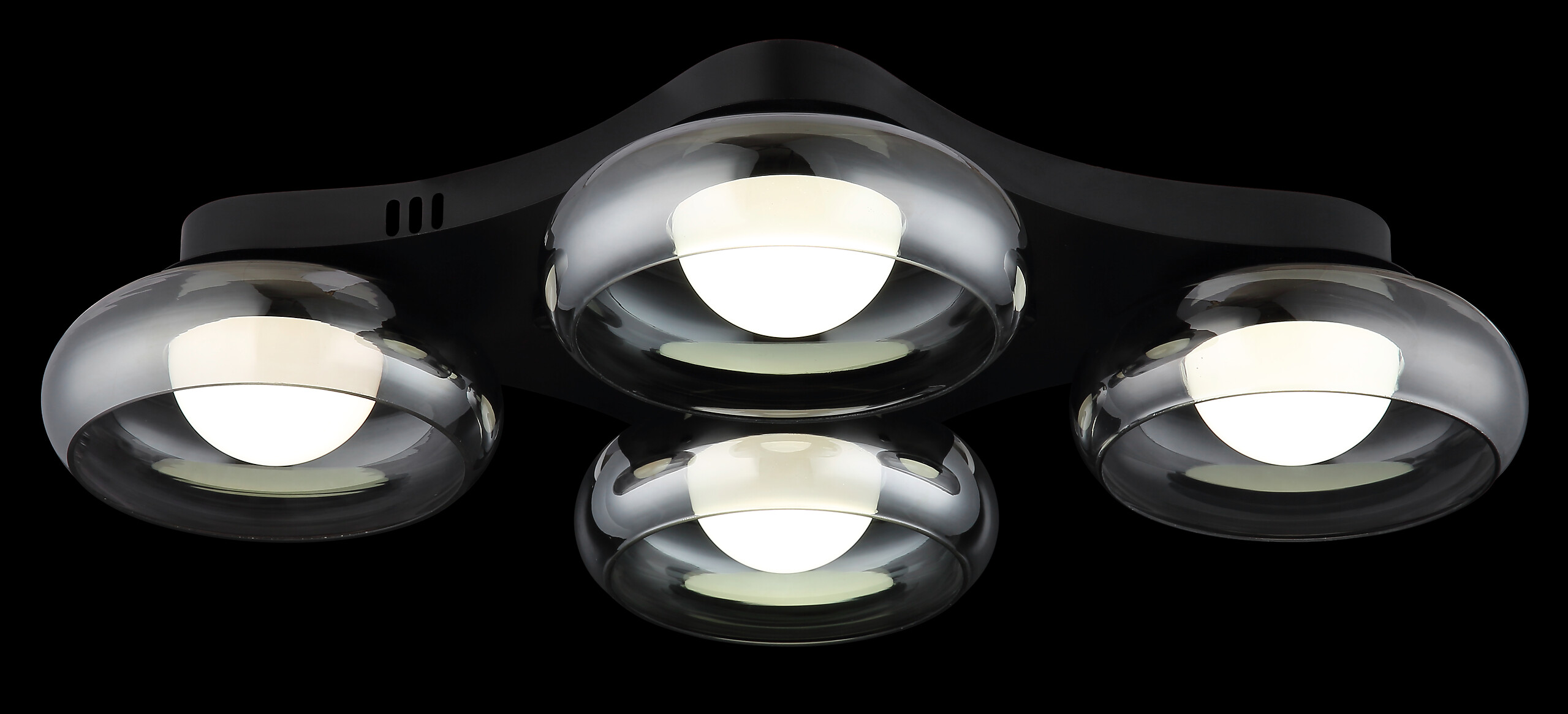 GLOBO Deckenleuchte Opal Rauch schwarz Metall Glas Acryl B/H/L: ca. 46x10x65 cm 1 Brennstellen