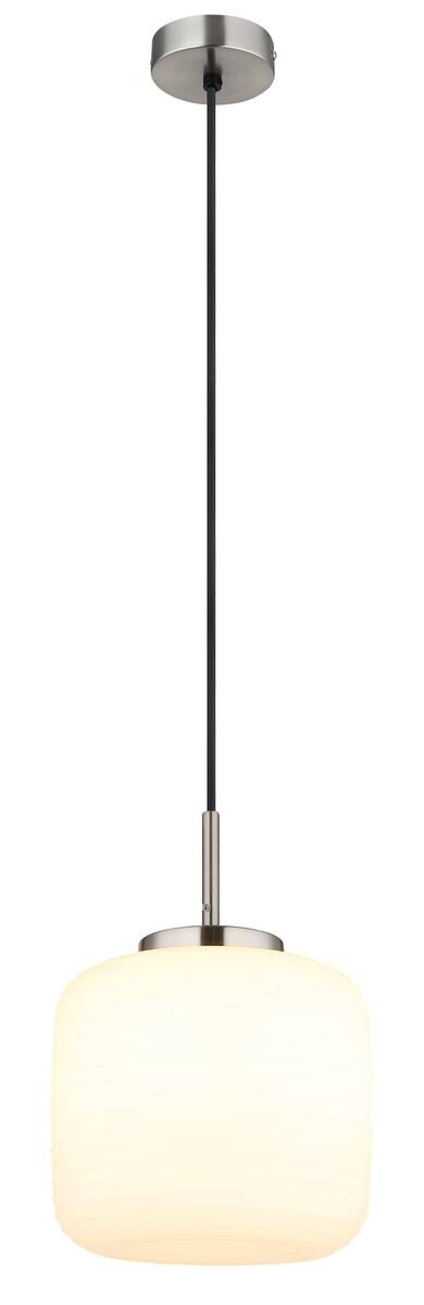 GLOBO Pendelleuchte nickel matt schwarz Opal Metall Glas H/D: ca. 130x24 cm 1.0 Brennstellen