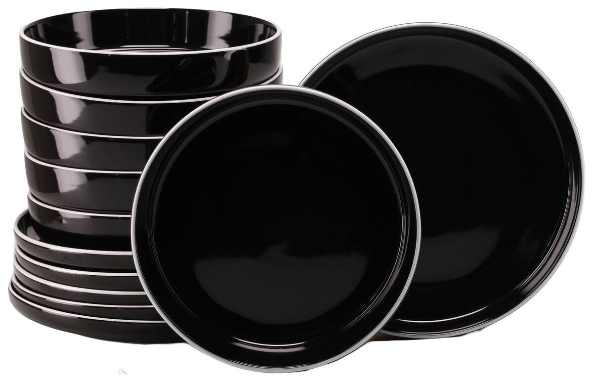 CreaTable Tafelservice Nordic Gourmet schwarz Steinzeug 12 tlg.
