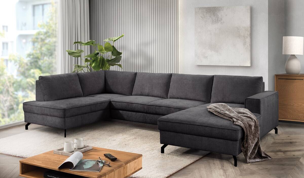 Wohnlandschaft Santorin Graphit Microfaser B/H/T: ca. 349x88x197 cm