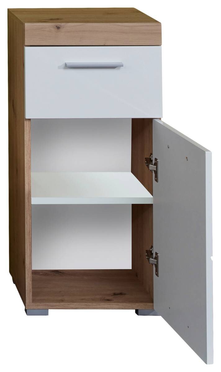 Stauraumelement Amanda weiß Hochglanz Asteiche Nachbildung B/H/T: ca. 37x79x31 cm