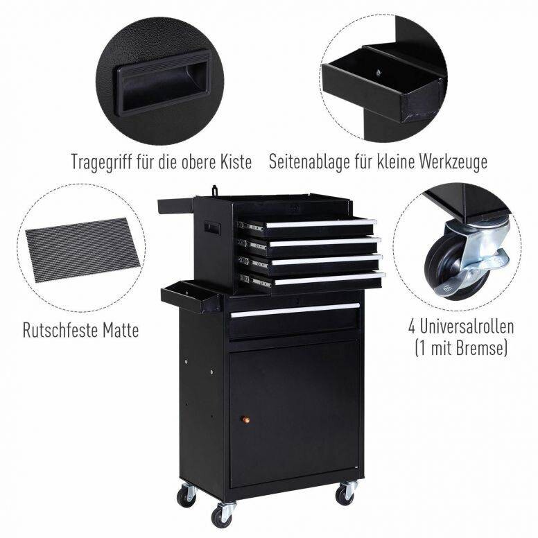 Mobiler Werkstattwagen schwarz B/H/T: ca. 52,5x104,5x28 cm