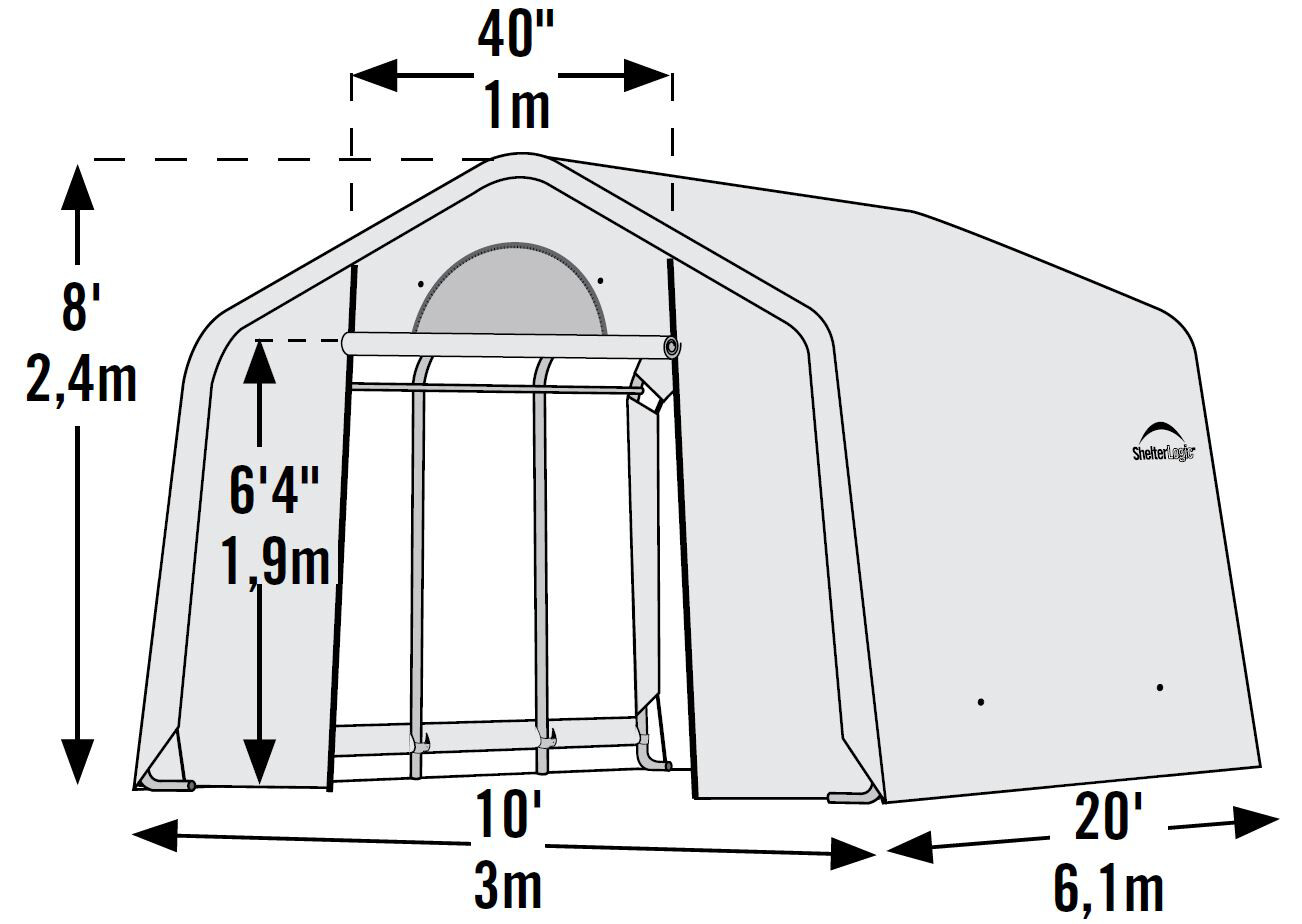 ShelterLogic Gewächshaus 18,3m² B/H/L: ca. 300x240x610 cm