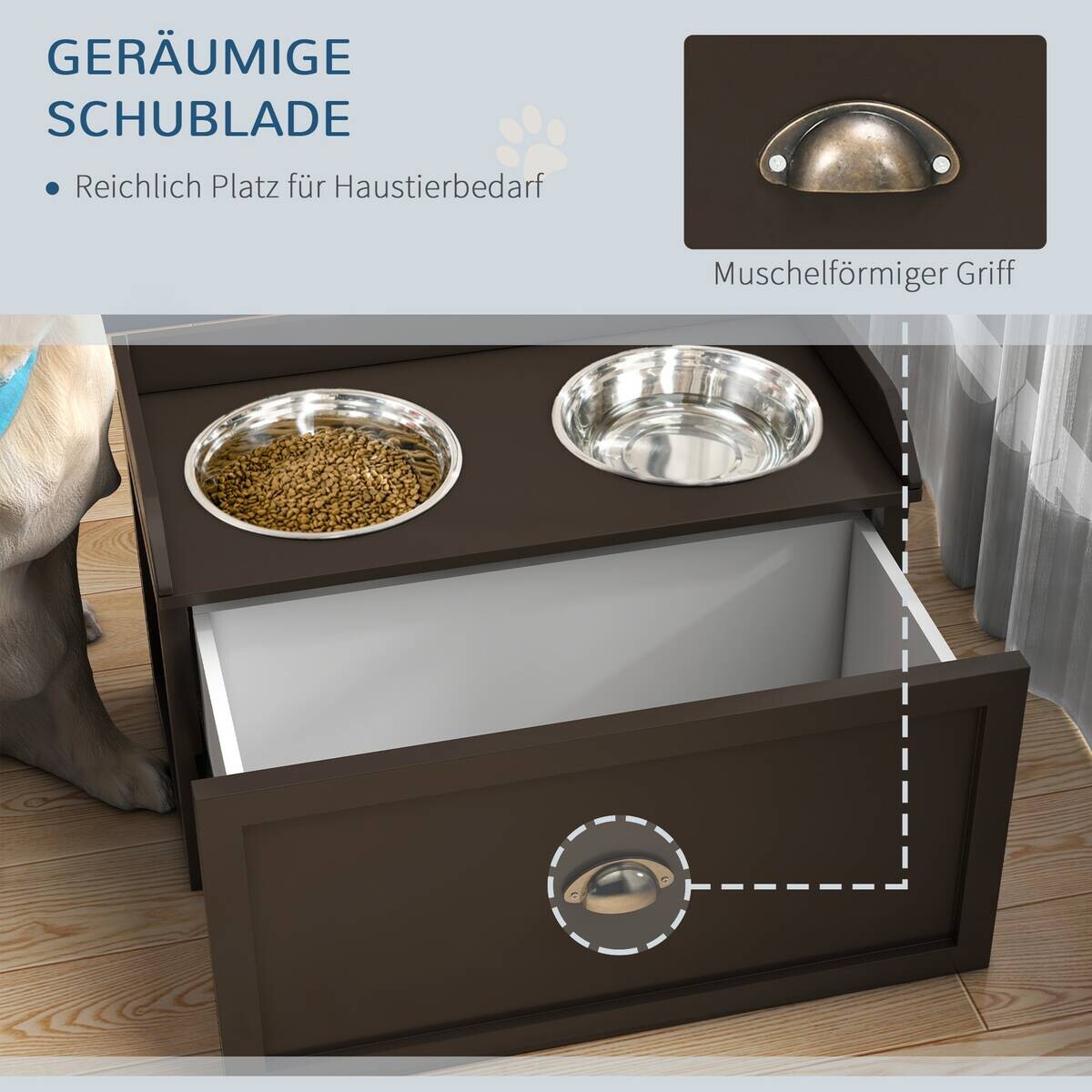 PawHut Hunde-Zubehör braun Edelstahl B/H/L: ca. 30x60x36 cm