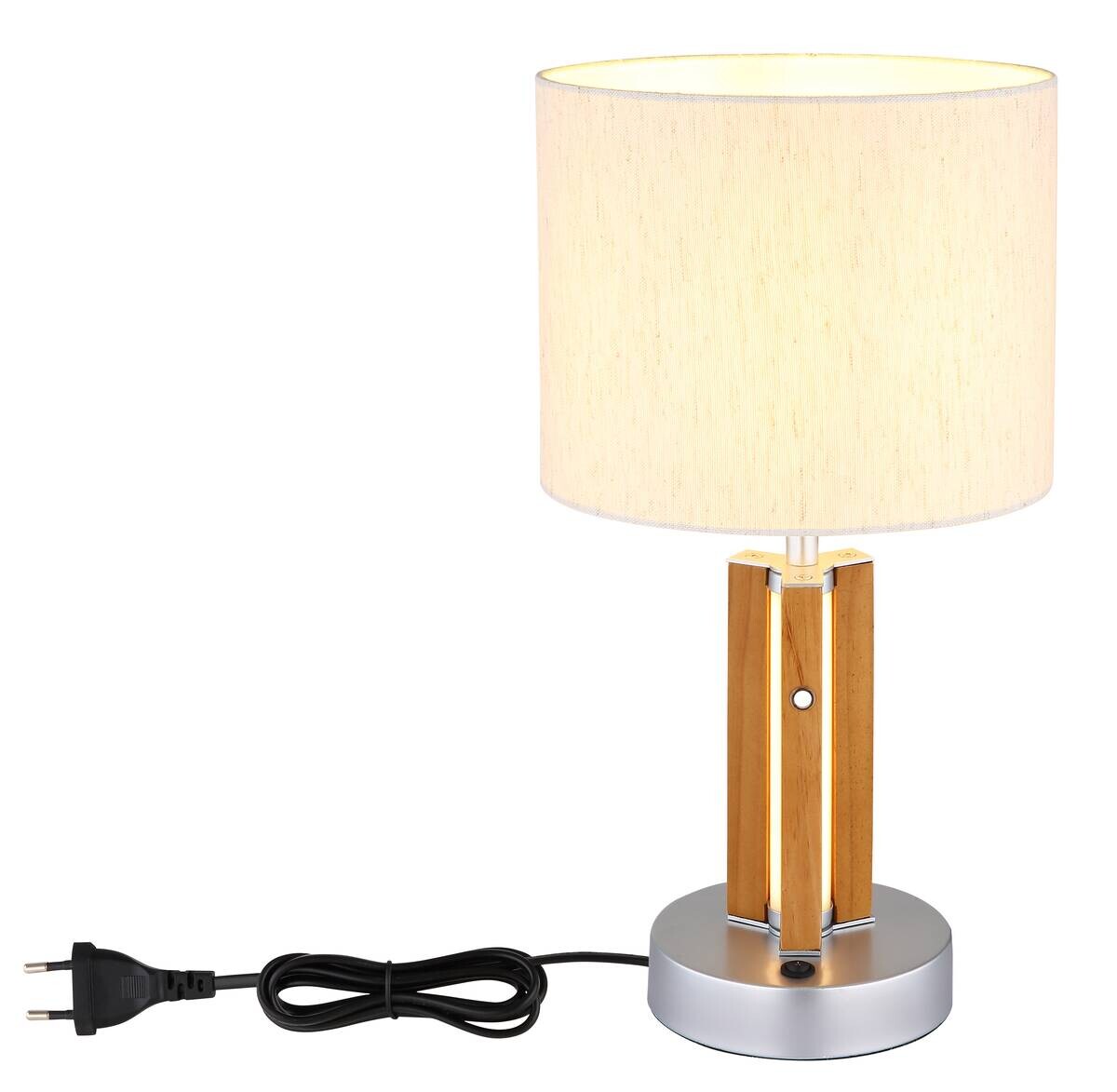 GLOBO Tischleuchte TAUGUS 51730246 natur Opal braun Metall Textil H/D: ca. 45x25 cm E27 2 Brennstellen