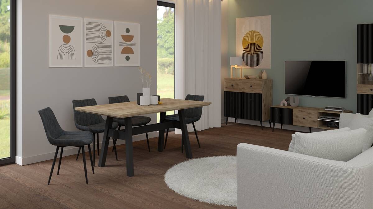 Esstisch Portofino natur schwarz B/T: ca. 160x90 cm