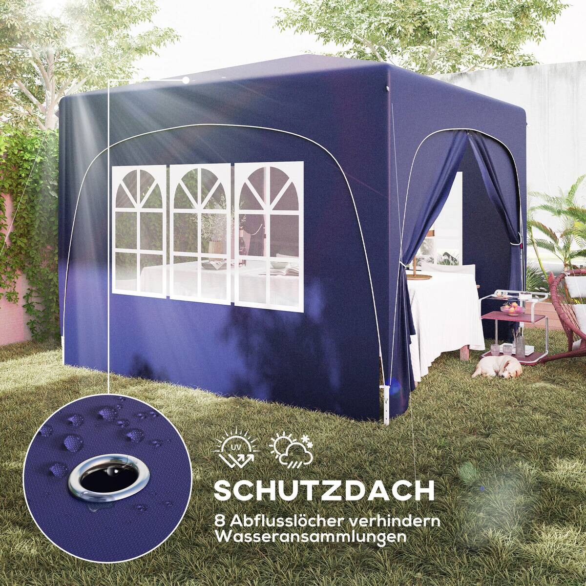 Outsunny Pavillon blau Polyester B/H/L: ca. 300x273x300 cm