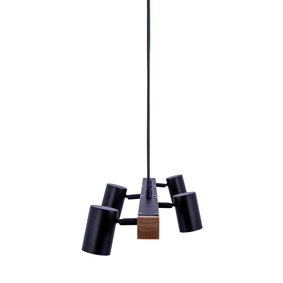 Näve Leuchten Pendelleuchte 7094522 schwarz Holz Metall B/H/T: ca. 24x120x80 cm GU10 4 Brennstellen