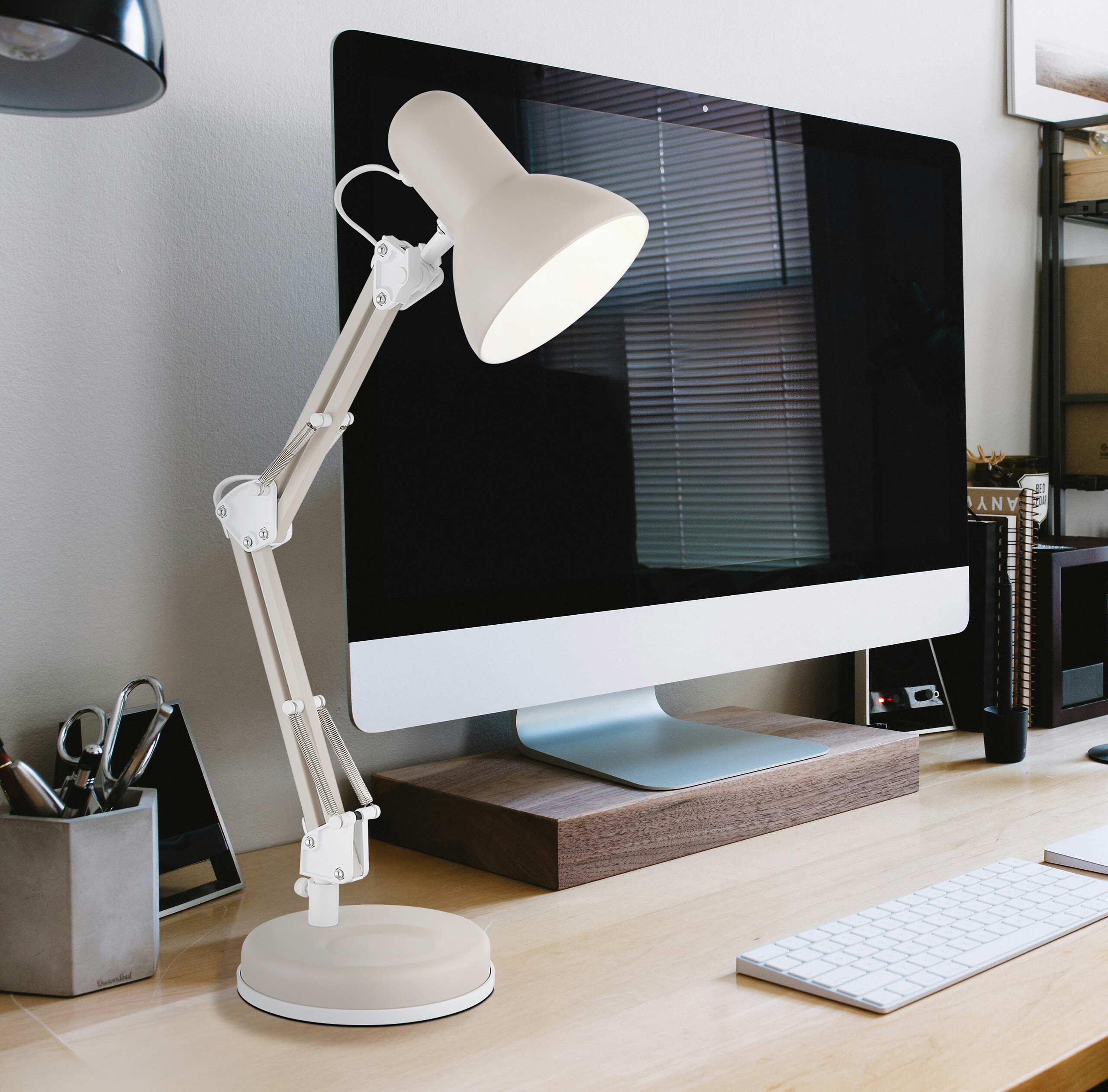 GLOBO Tischleuchte sand Metall B/H/D: ca. 40x59x15 cm E27 1 Brennstellen