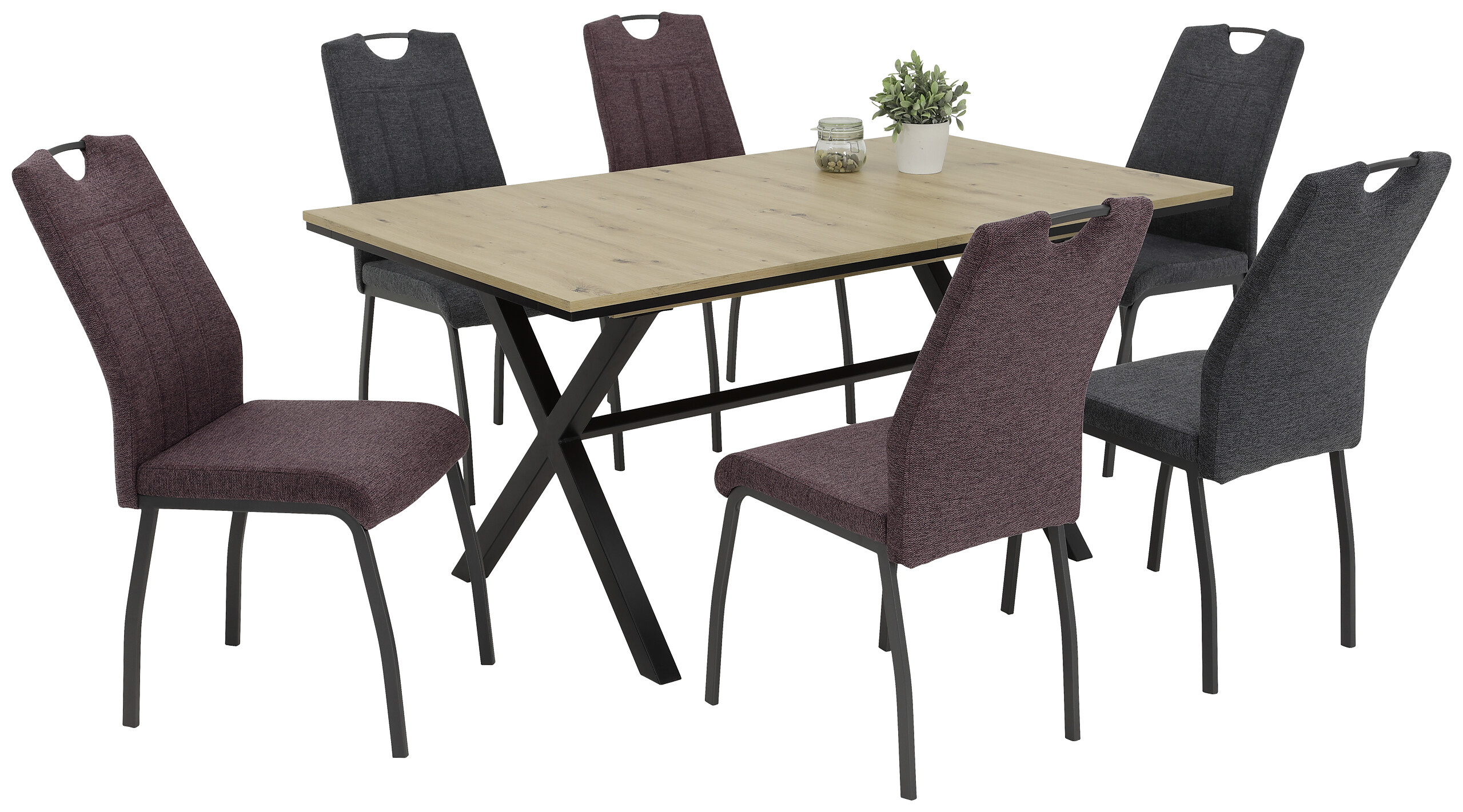 Stuhl 4er Set ELIF III anthrazit grau Microfaser Metall B/H/T: ca. 44x96x64 cm