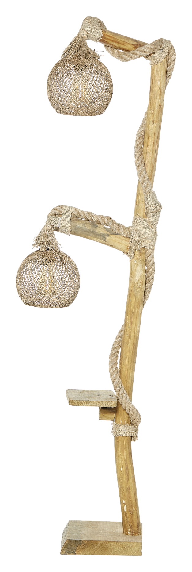 Opviq Stehleuchte Arboretum natur Holz B/H/T/L/D: ca. 24x140x24x24x24 cm E27 2 Brennstellen