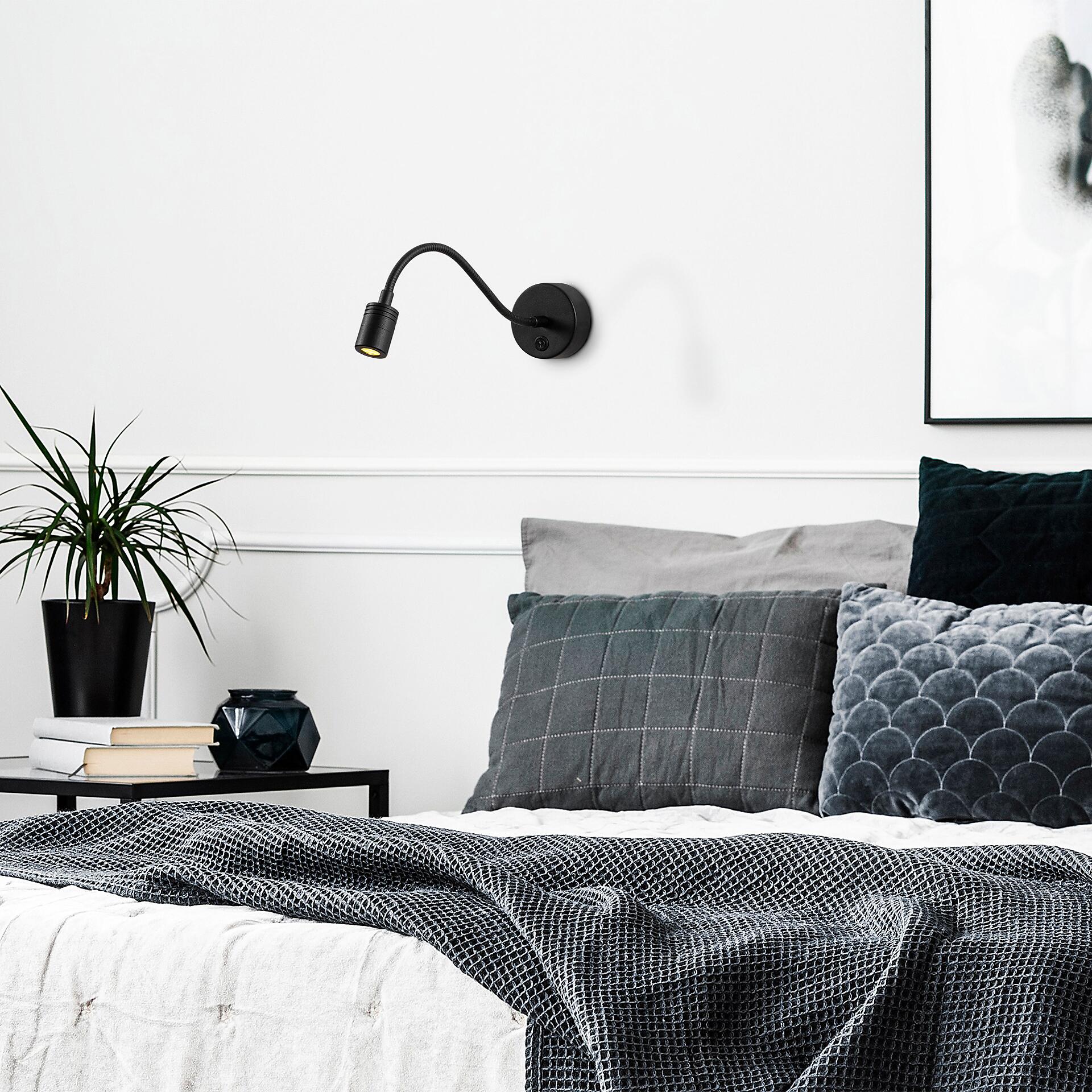 Opviq Wandleuchte schwarz Metall B/H/L: ca. 38x15x8 cm 1 Brennstellen