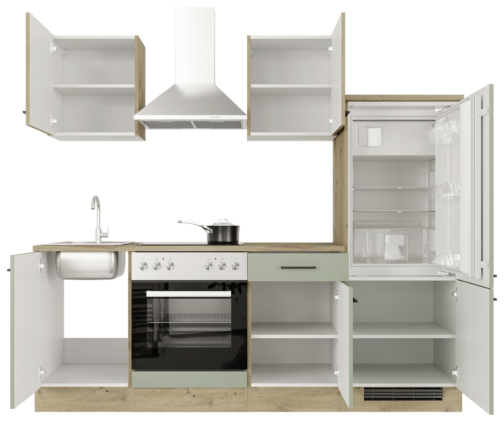 Küchenblock Cara grün matt B/H/T: ca. 220x200x60 cm