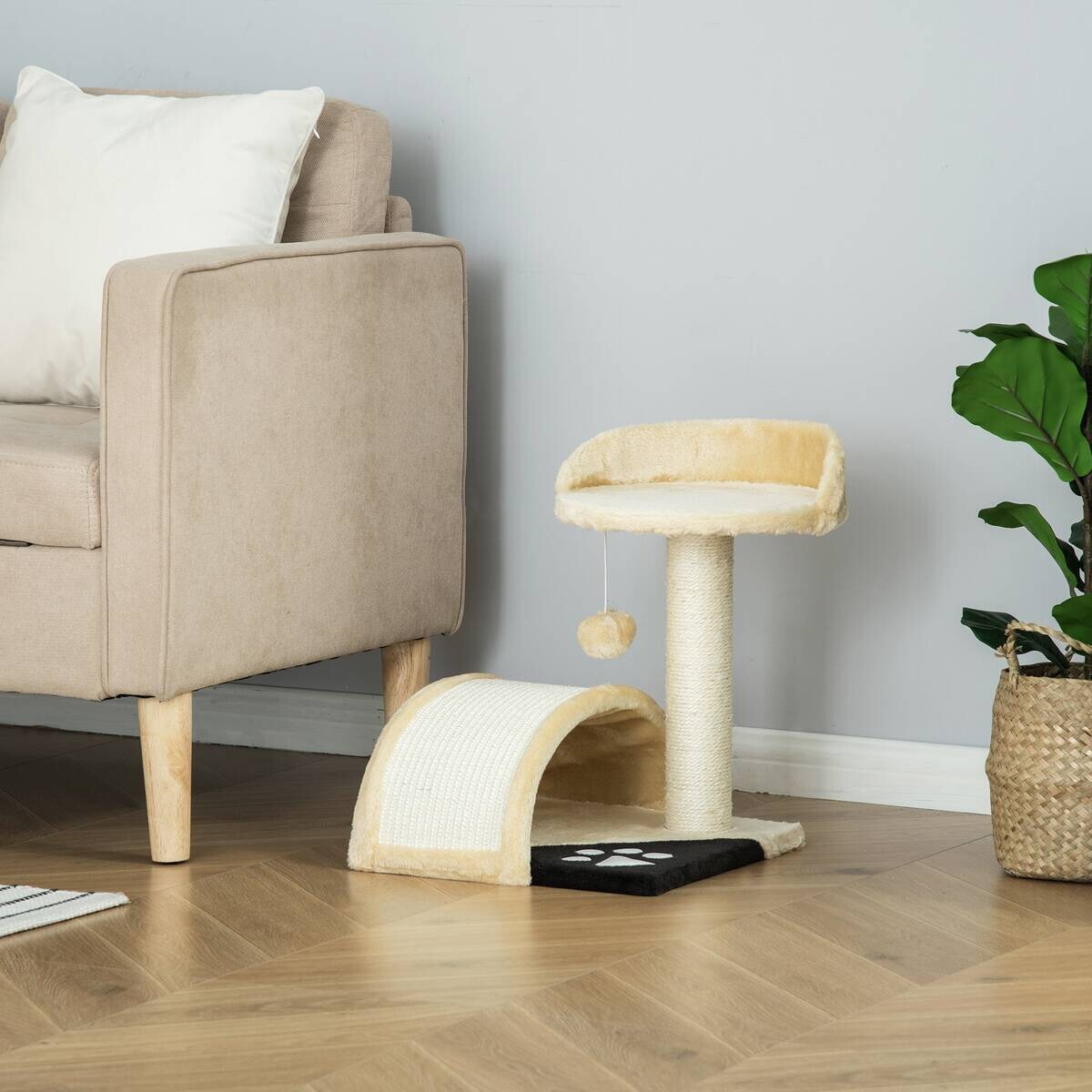 PawHut Kratzbaum beige Edelstahl B/H/L: ca. 37x35,5x46 cm