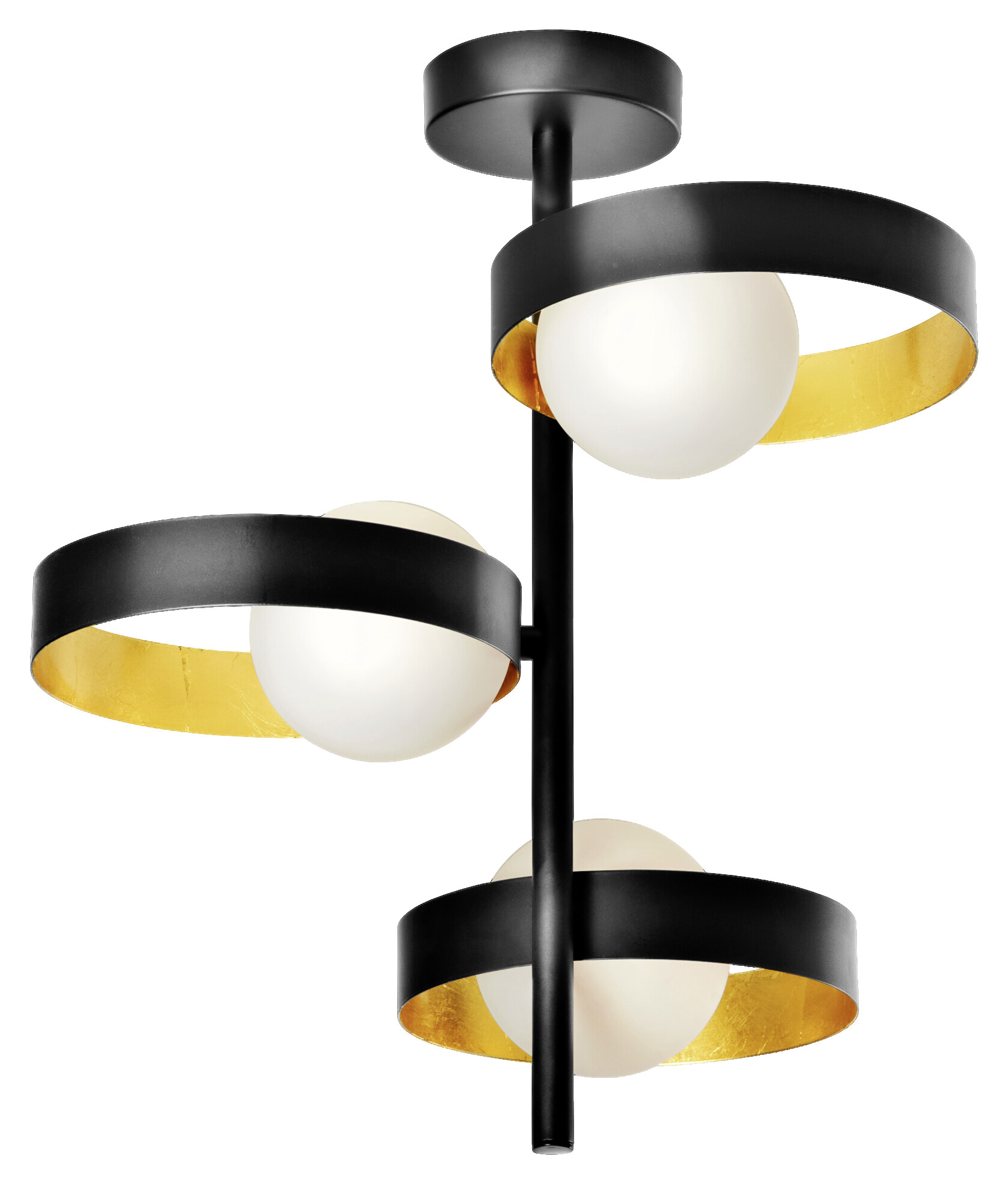 LEDVANCE Deckenleuchte Memphis schwarz gold weiß Metall Glas H/D: ca. 42,5x31,5 cm G9 3 Brennstellen