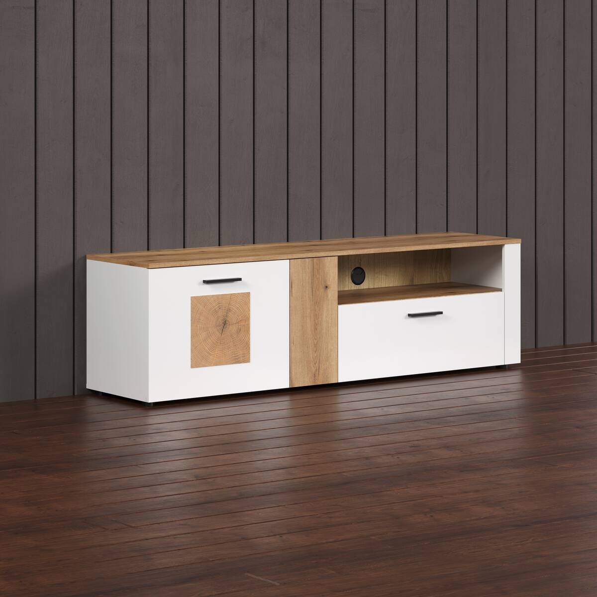 Lowboard Vitoria weiß Eiche Evoke Coast Nachbildung B/H/T: ca. 170x50x42 cm Lowboard Vitoria weiß Eiche Evoke Coast Nachbildung B/H/T: ca. 170x50x42 cm