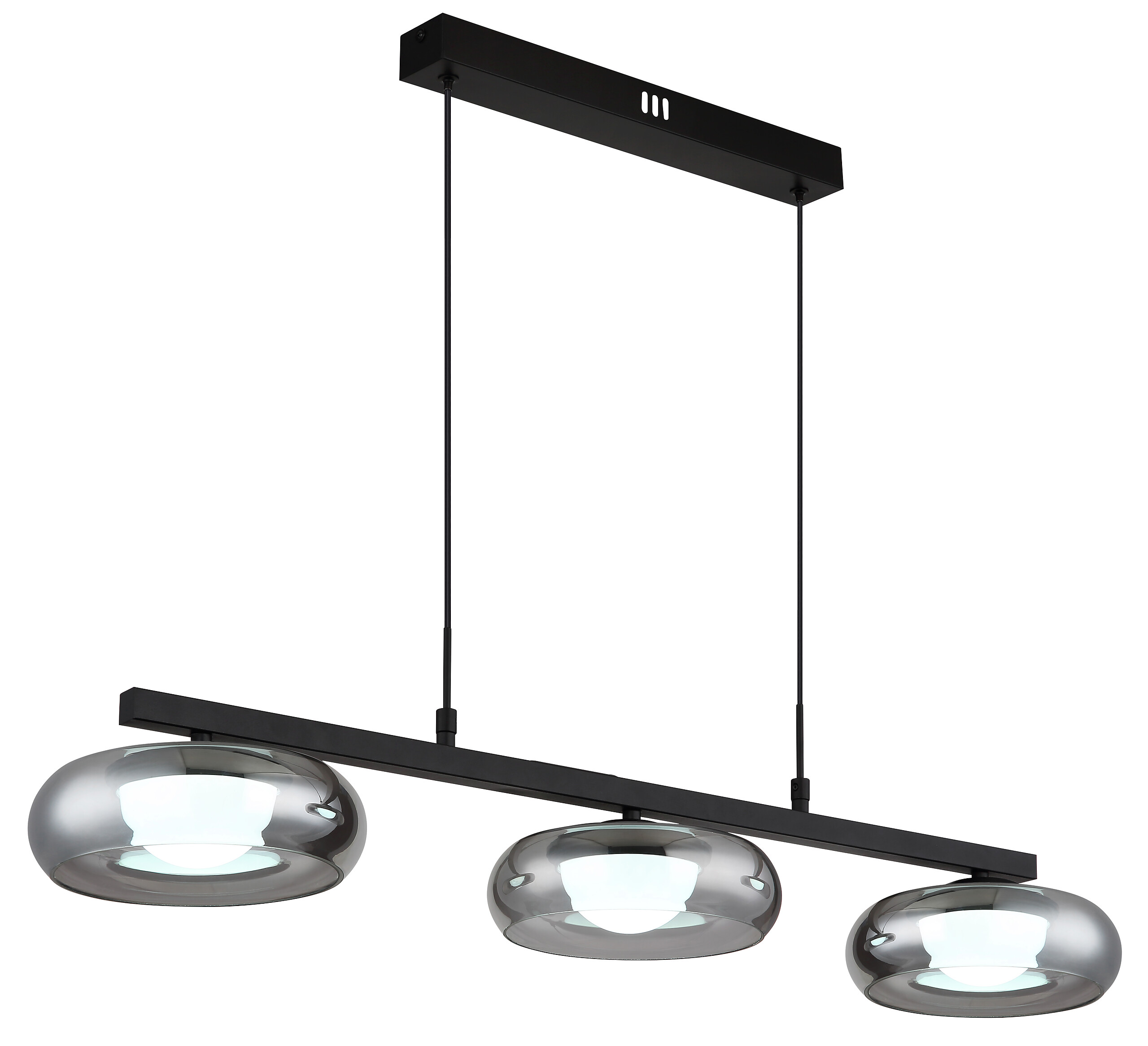 GLOBO Hängeleuchte schwarz Rauch Metall Glas B/H/L: ca. 26x17x91 cm