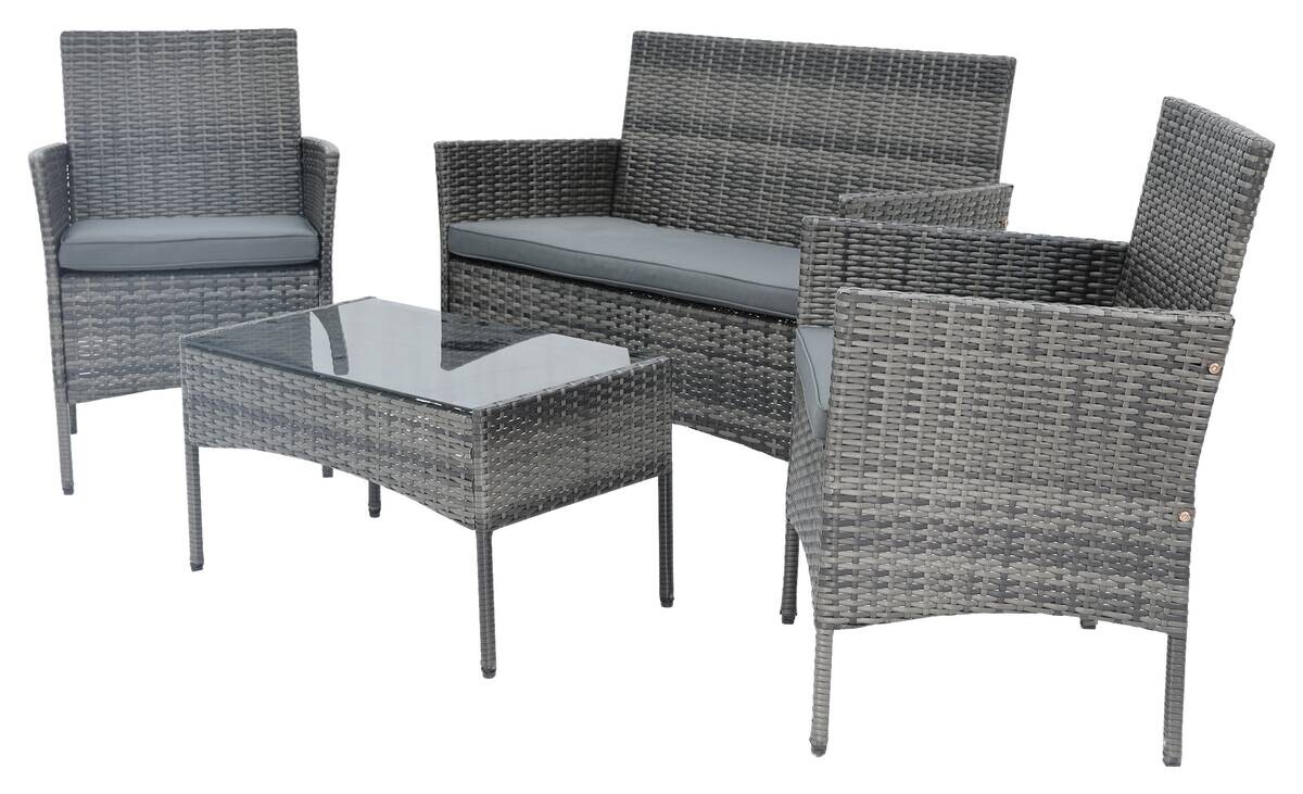 POCOline Gartensitzgruppe Valencia grau Polyrattangeflecht
