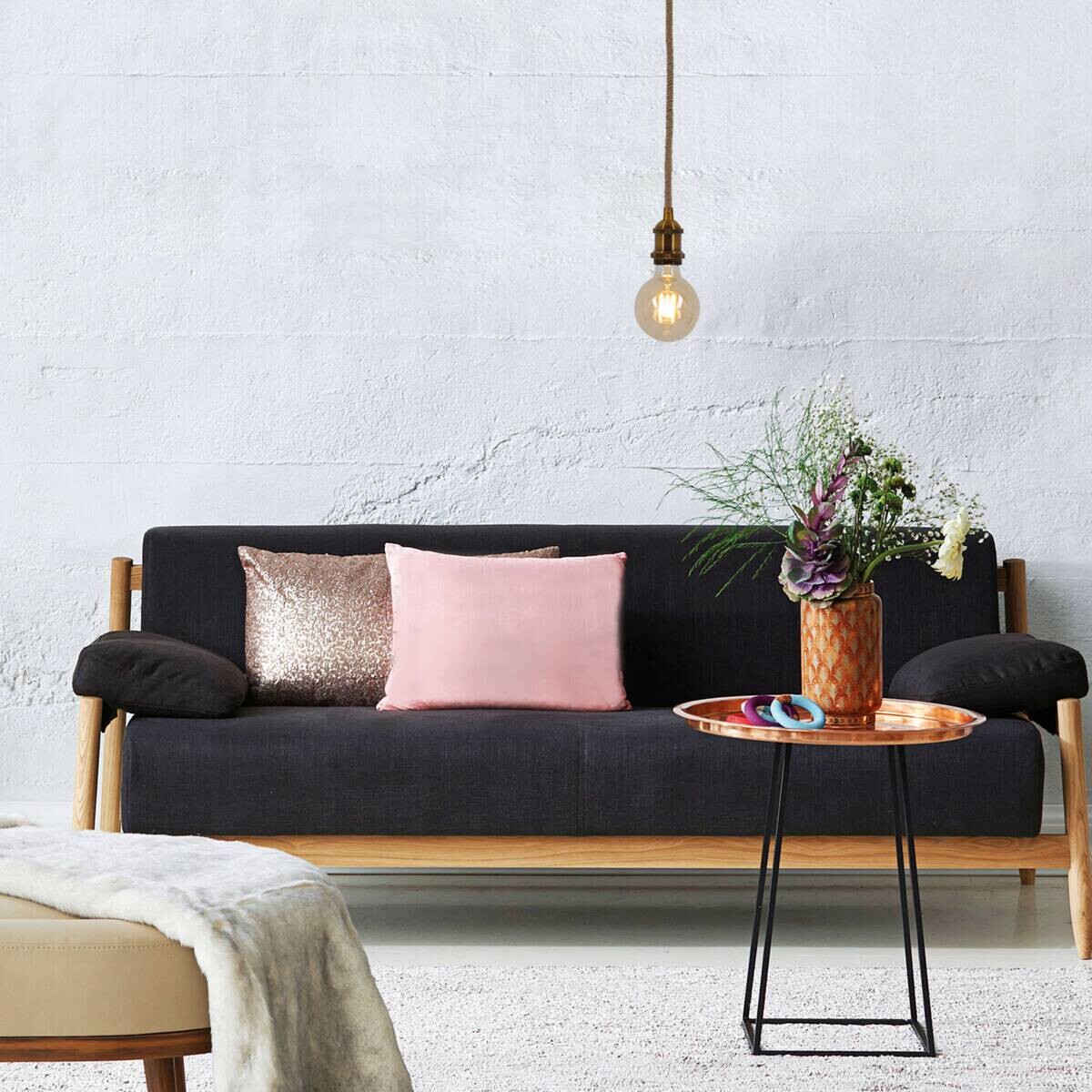 Näve Leuchten Pendelleuchte 127444 altmessing Textil Metall B/H/T: ca. 10x96x10 cm E27 1 Brennstellen