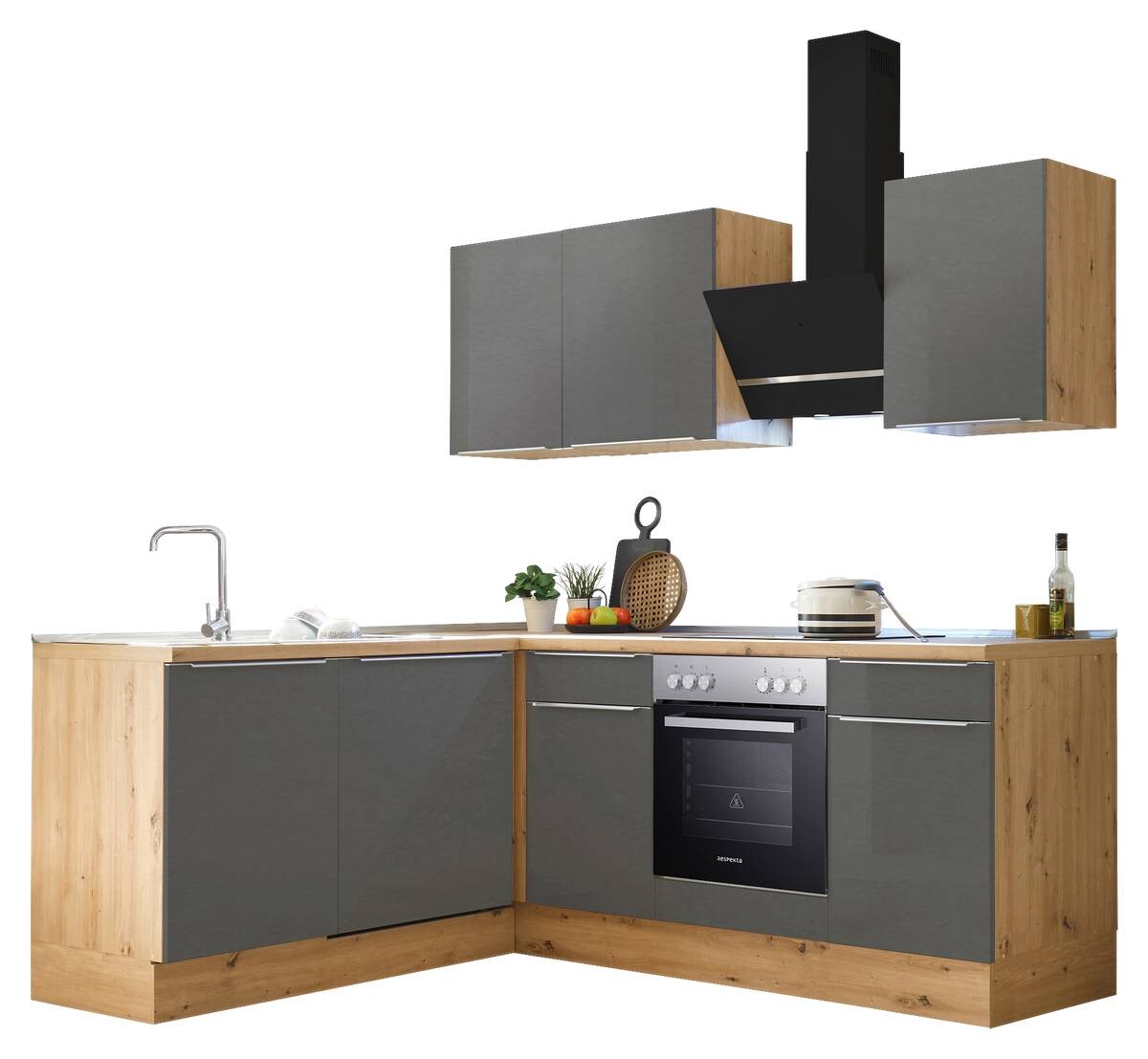 Respekta Winkelküche Marleen grau matt B/H/T: ca. 220x211x170 cm