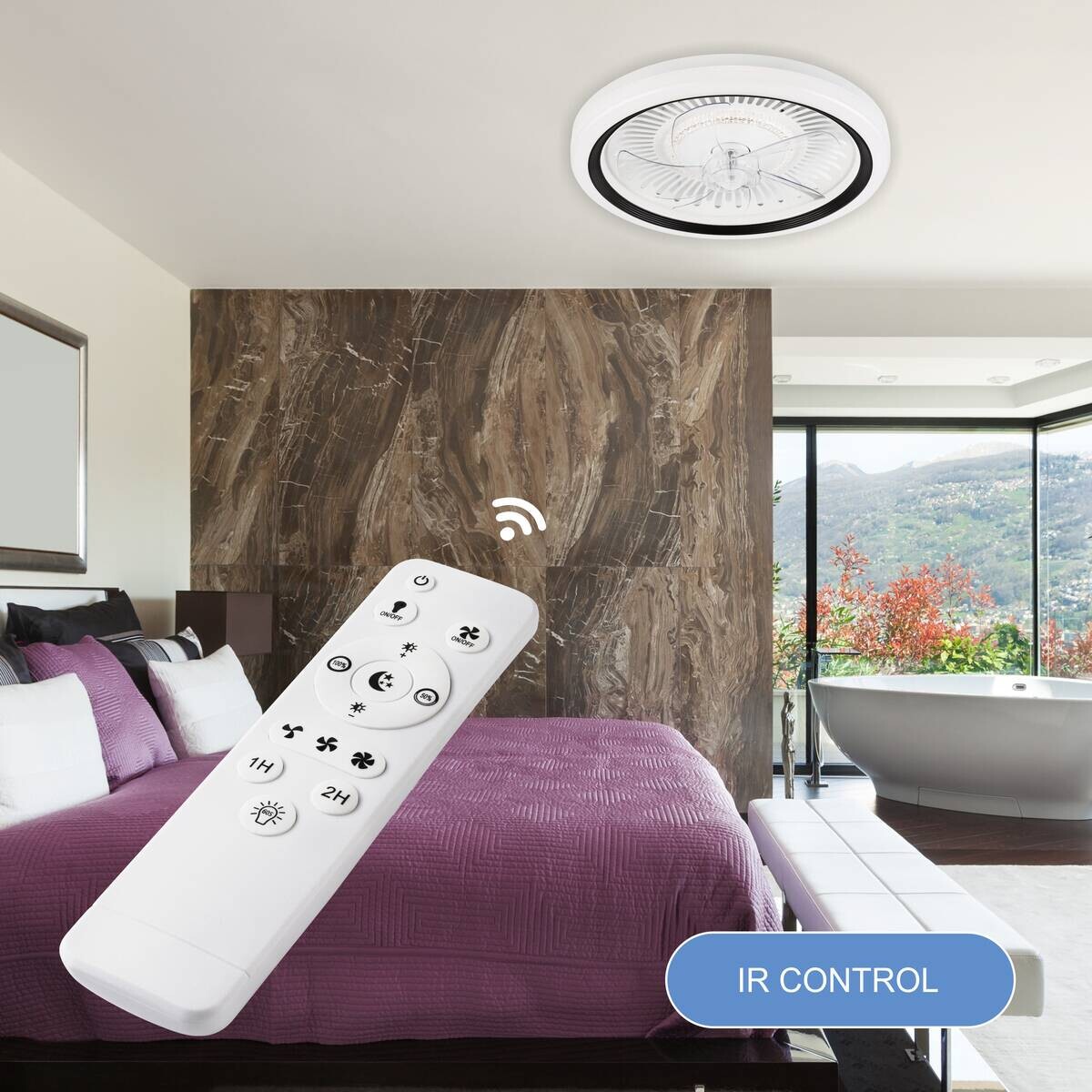 Lamkur LED-Deckenventilator FALCO 49908 schwarz weiß H/L: ca. 17x50 cm max. 40 W