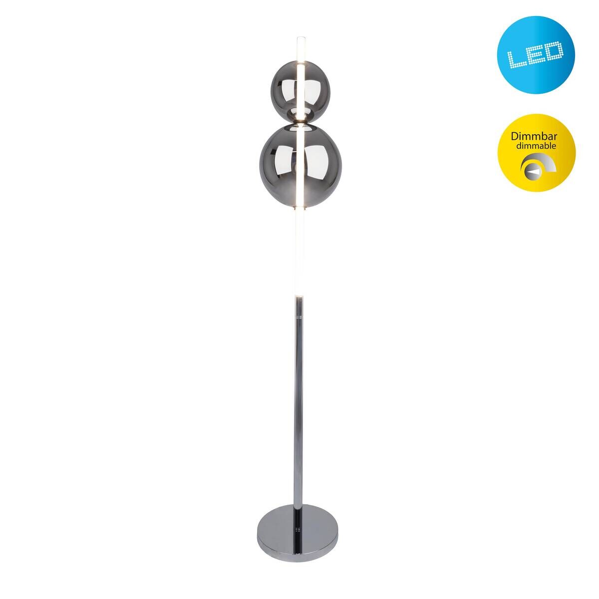 Näve Leuchten LED-Leuchten 2072042 Chrom Rauch Metall Glas H/D: ca. 149,7x25 cm