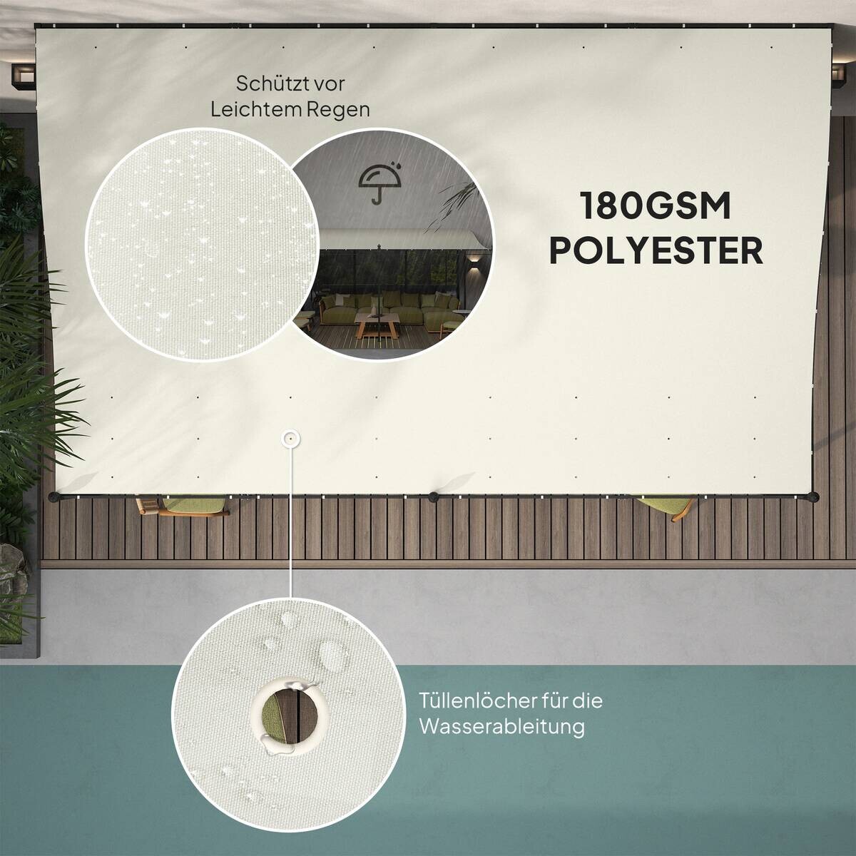 Outsunny Anbaupavillon cremeweiß Polyester B/H/L: ca. 298x253x491 cm