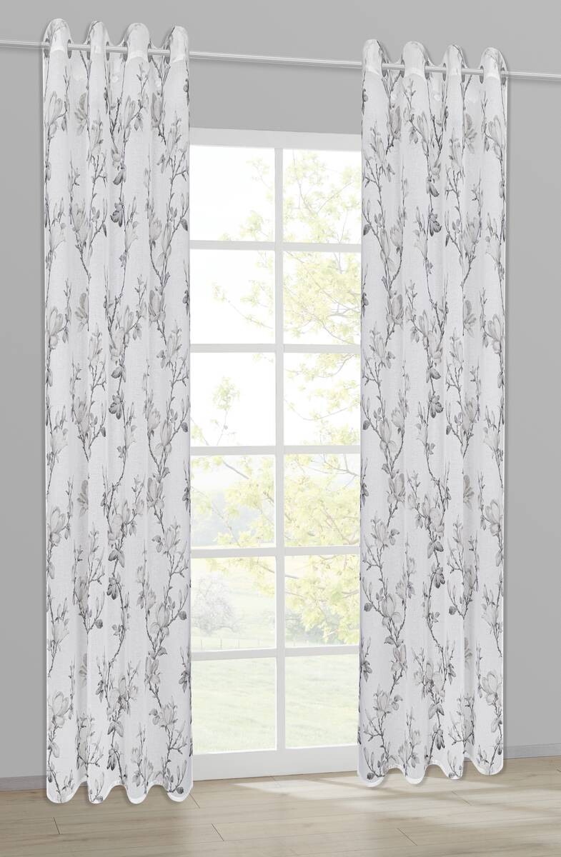 Happy Home Ösenschal Blume weiß B/L: ca. 140x245 cm