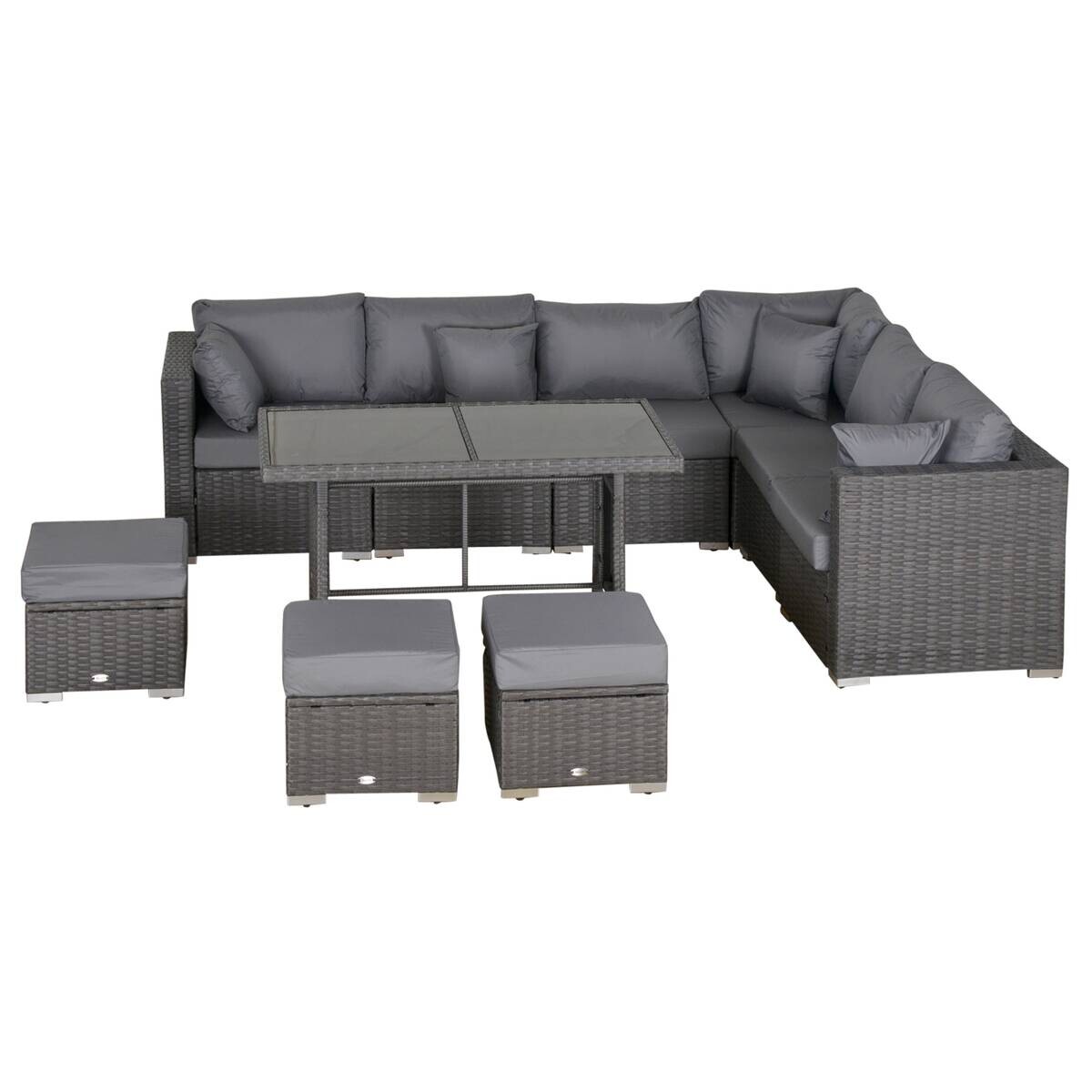 Outsunny Sitzgruppe dunkelgrau Polyrattan B/H/L: ca. 68x120x73 cm