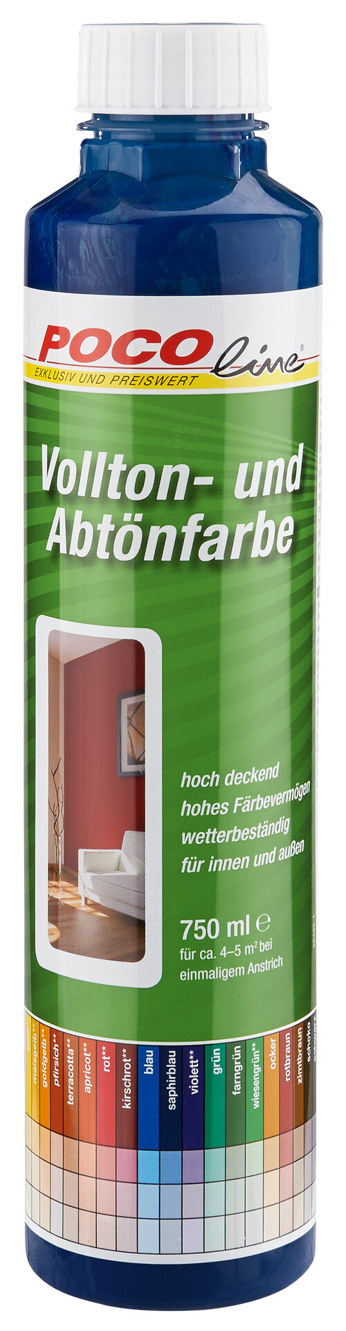 POCOline Vollton- und Abtönfarbe saphirblau ca. 0,75 l