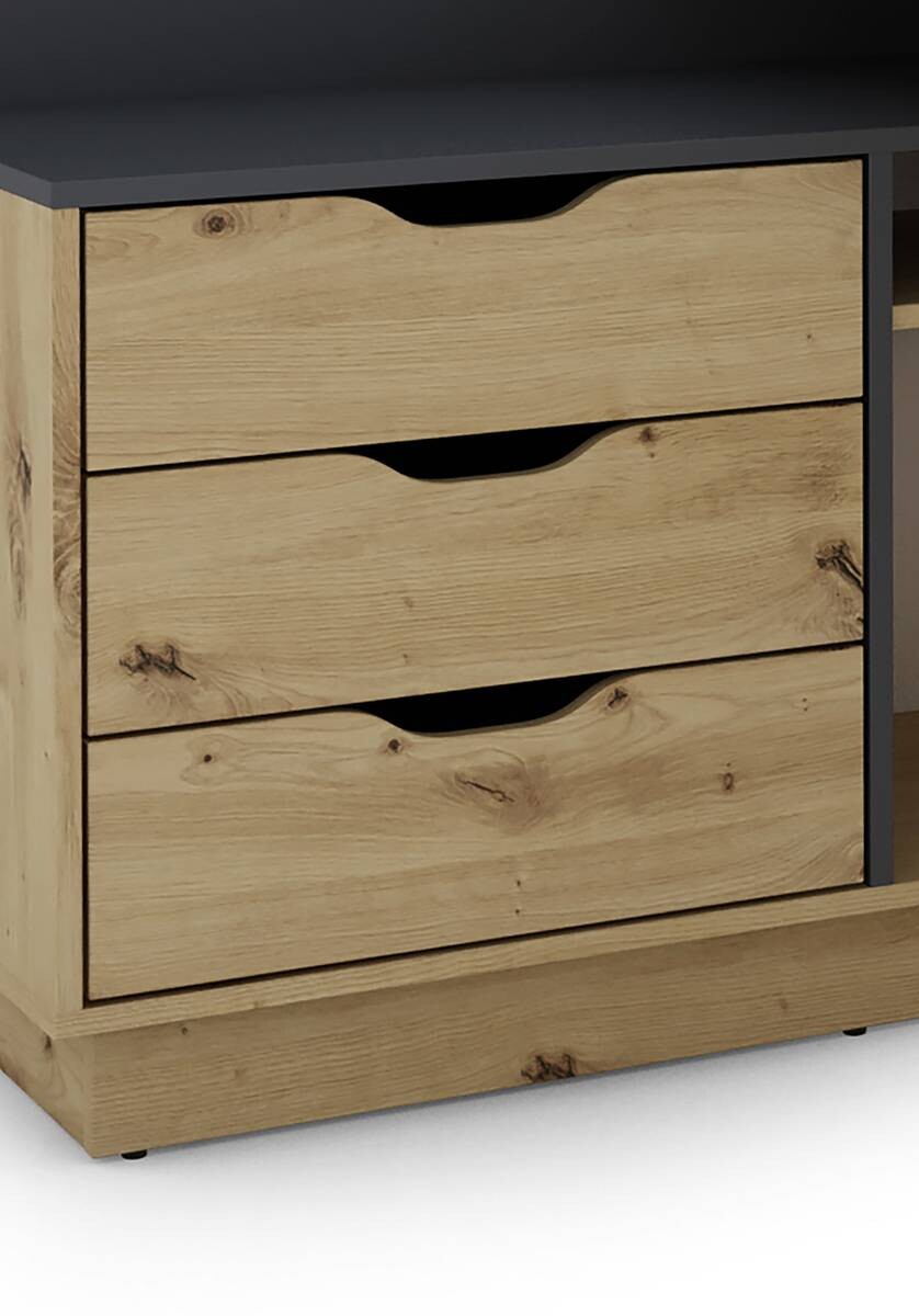 Winkelschreibtisch BELFAST anthrazit Eiche Nachbildung B/H/T: ca. 129x83,5x105 cm