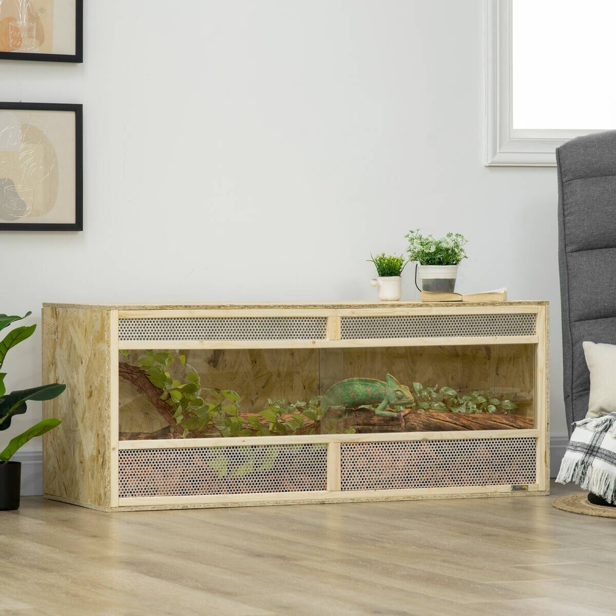 PawHut Holz-Terrarium natur Holz B/H/L: ca. 50x50x120 cm