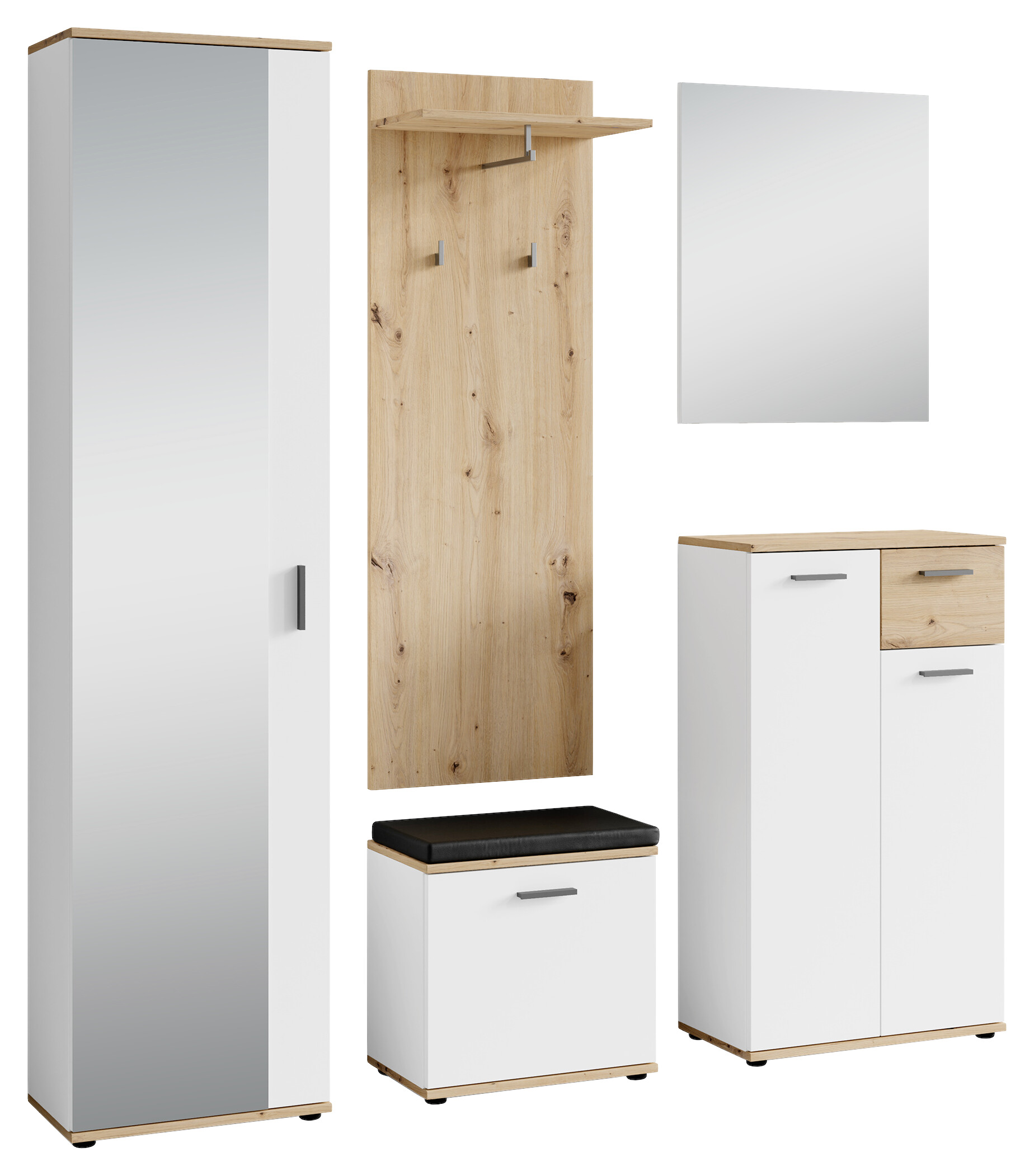 Garderobenset JAKOB Set 5-tlg. weiß Eiche