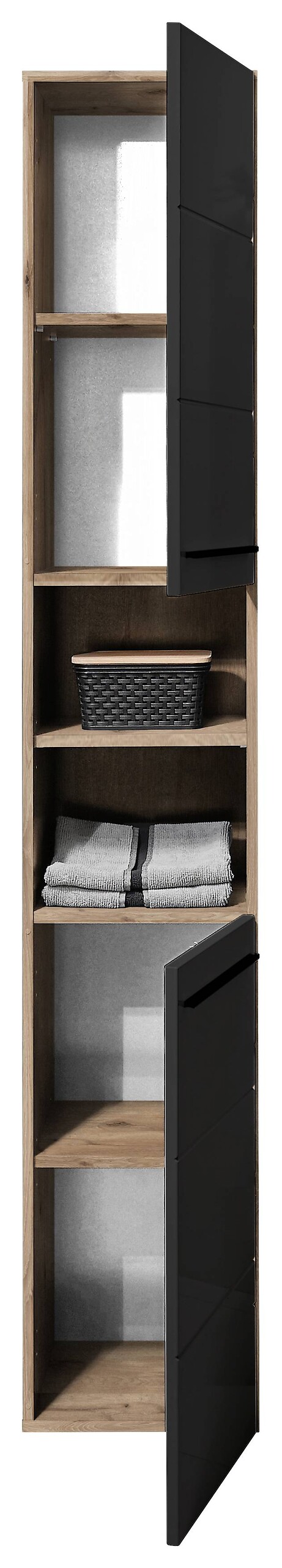 Hochschrank Vista Oak Eiche Viking Nachbildung schwarz matt B/H/T: ca. 34x190x31 cm