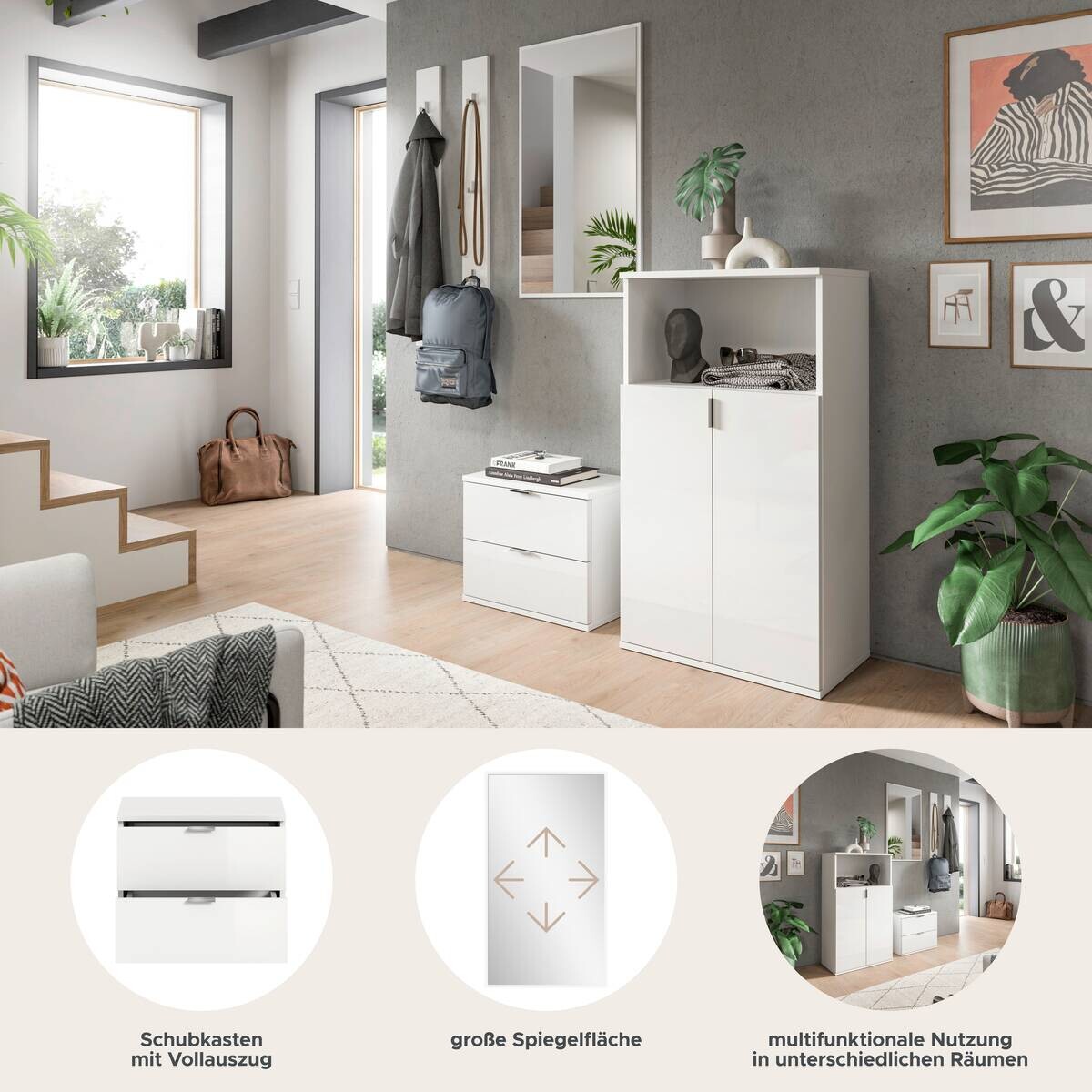 Garderobe PROJEKT X weiß weiß Hochglanz B/H/T: ca. 179x191x37 cm