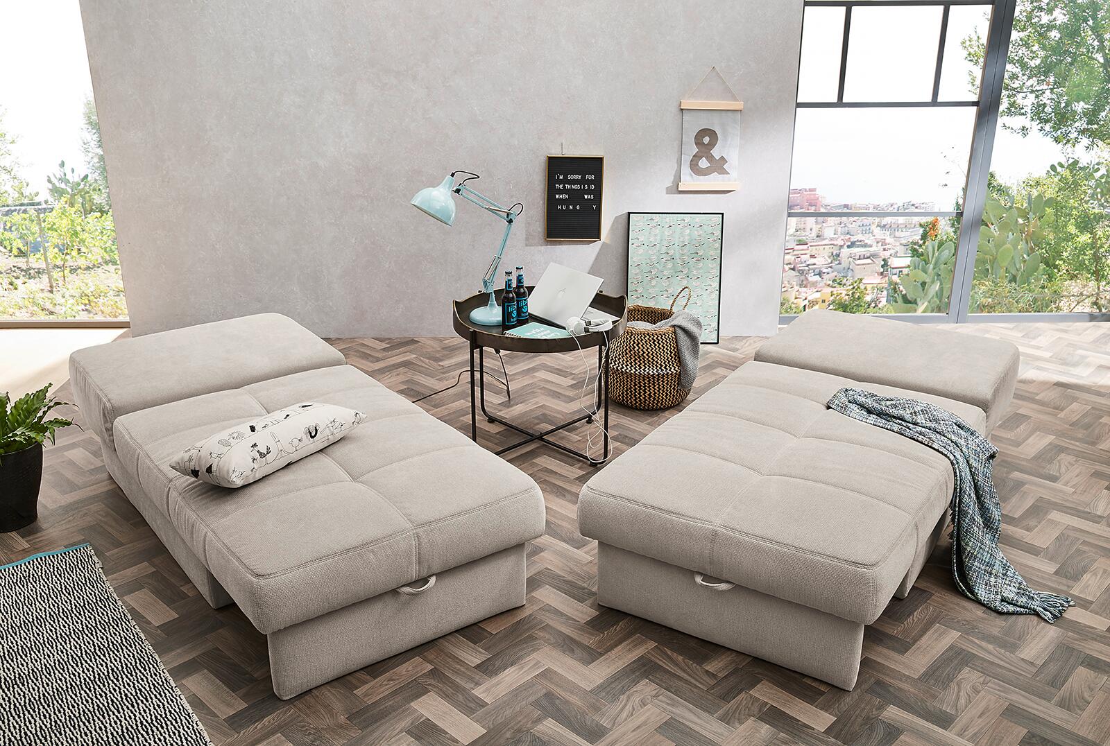 Recamiere beige Microfaser B/H/T: ca. 93x205x78 cm